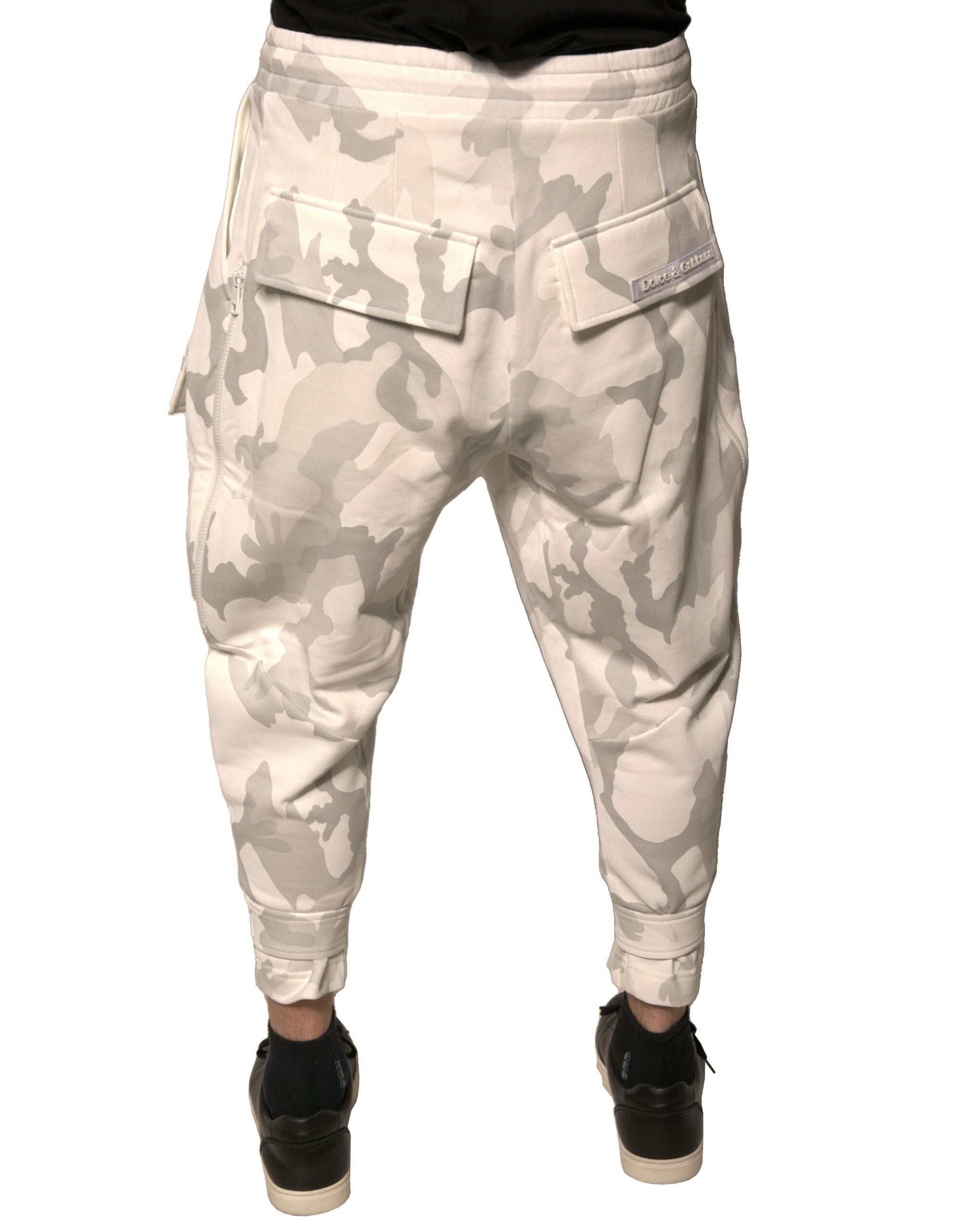 New Dolce & Gabbana White Camouflage Cargo Jogger Pants