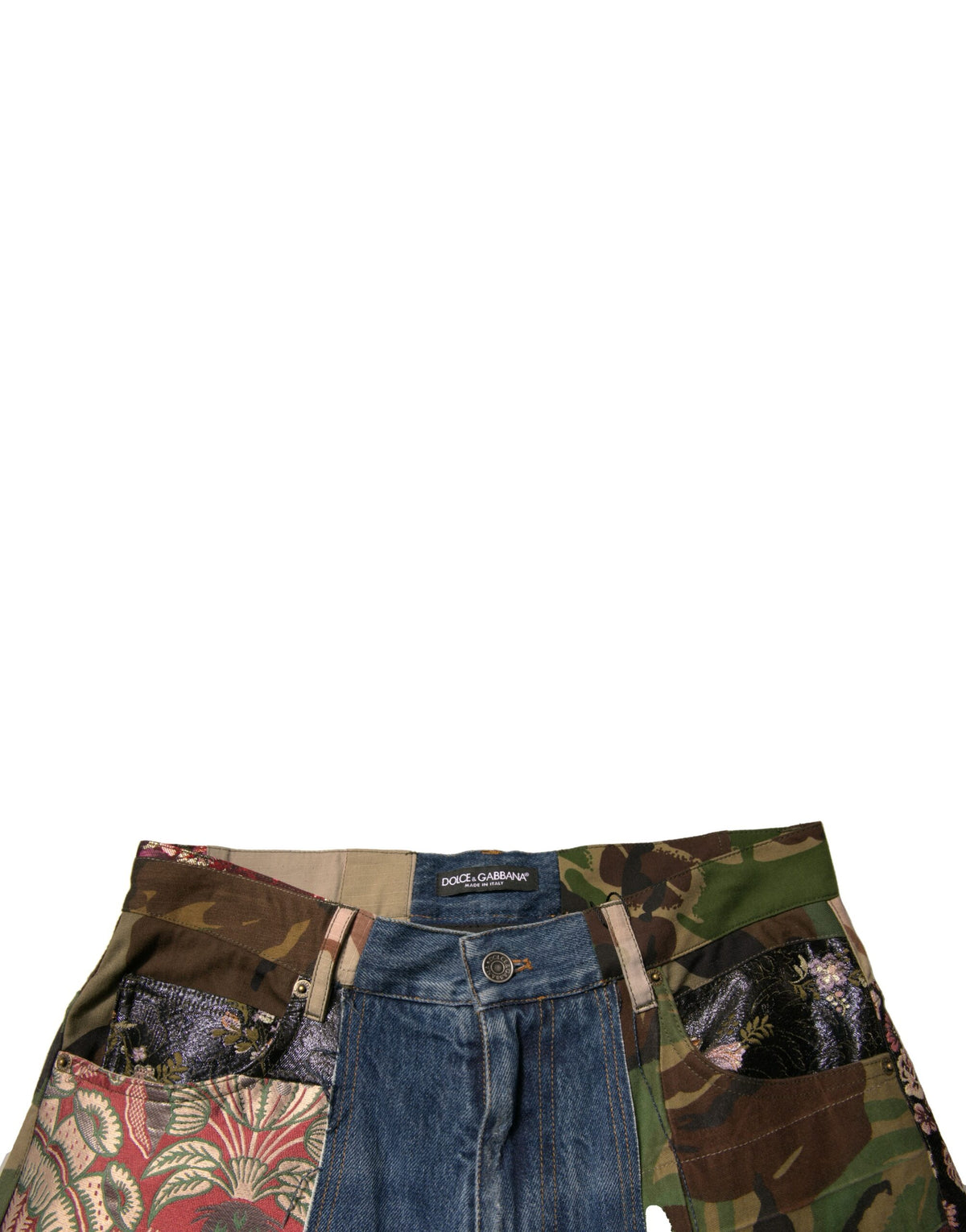 New Dolce & Gabbana Blue Patchwork Cotton Straight Denim Jeans