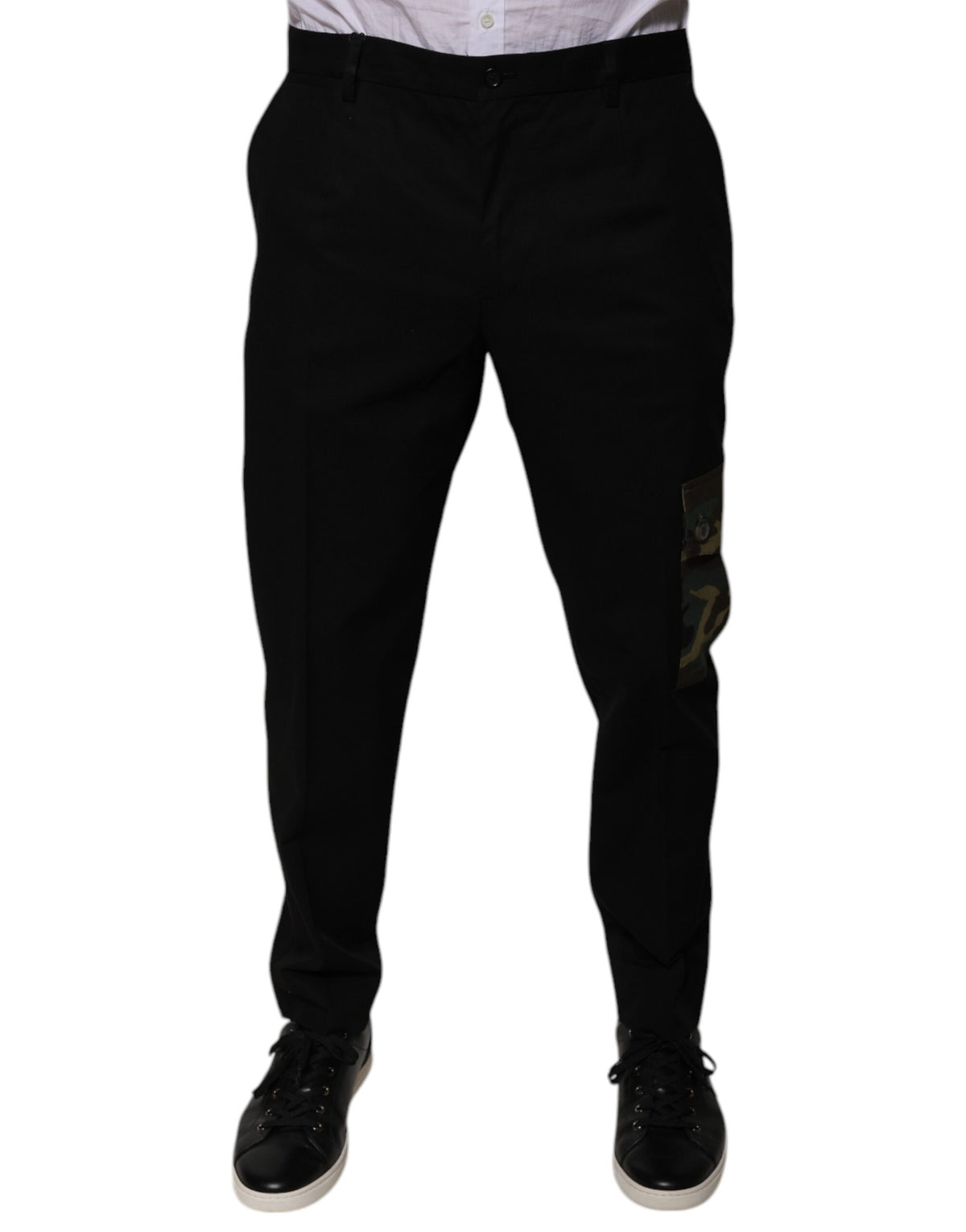 New Dolce & Gabbana Black Cotton Men Cargo Casual Pants