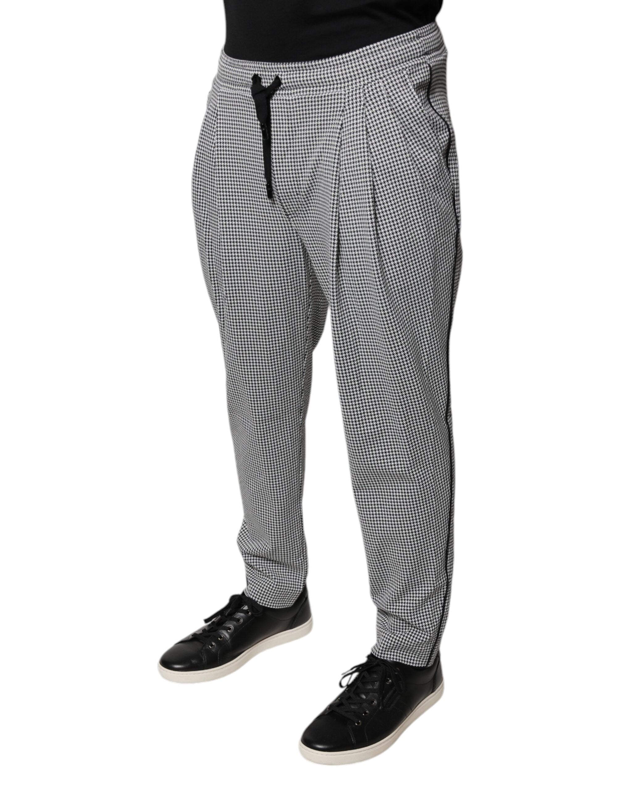 New Dolce & Gabbana Black White Houndstooth Skinny Dress Pants
