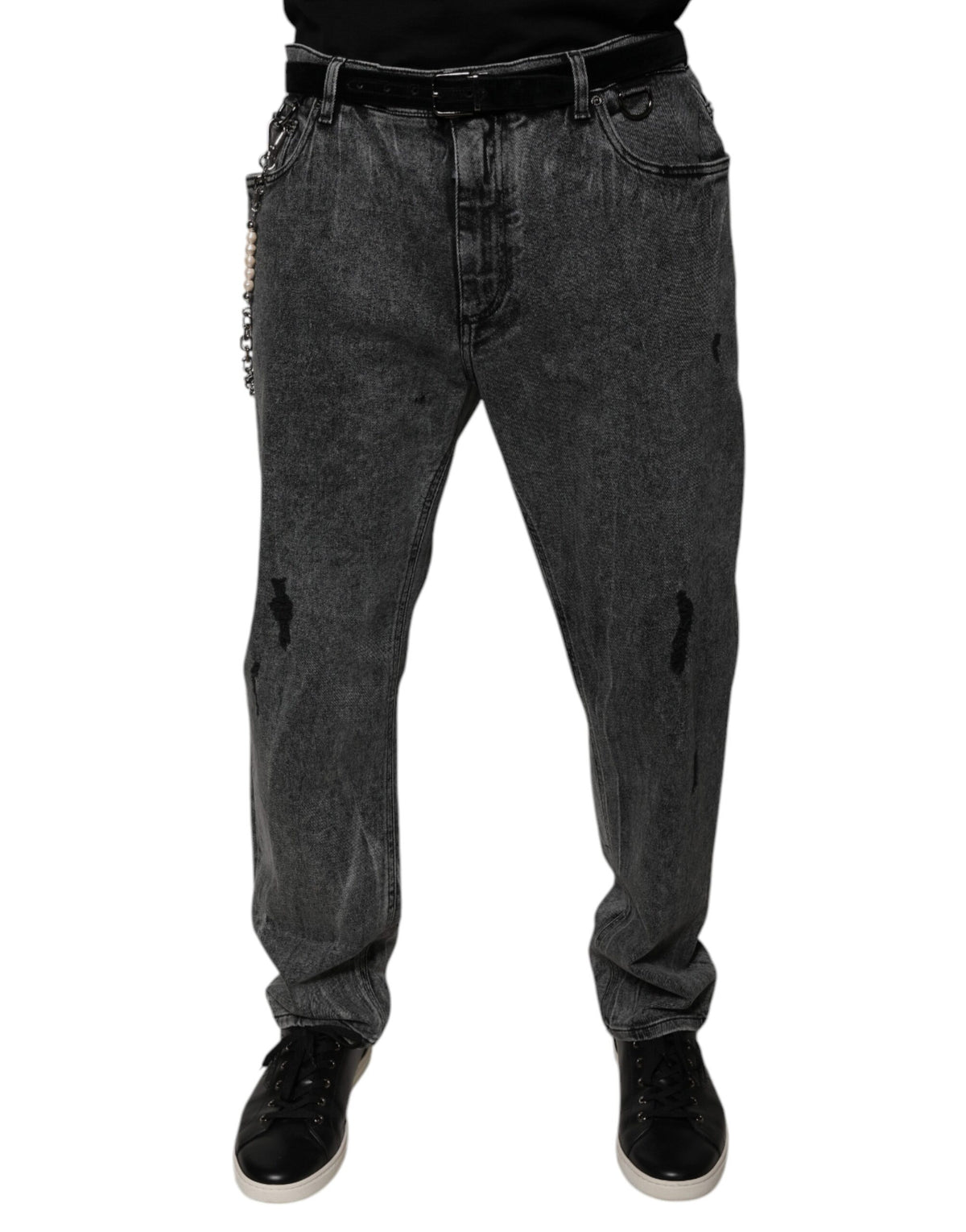 New Dolce & Gabbana Dark Gray Cotton Skinny Denim Jeans
