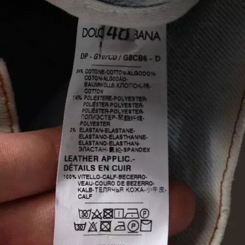 New Dolce & Gabbana Light Blue Cotton Blend Tattered Skinny Denim Jeans