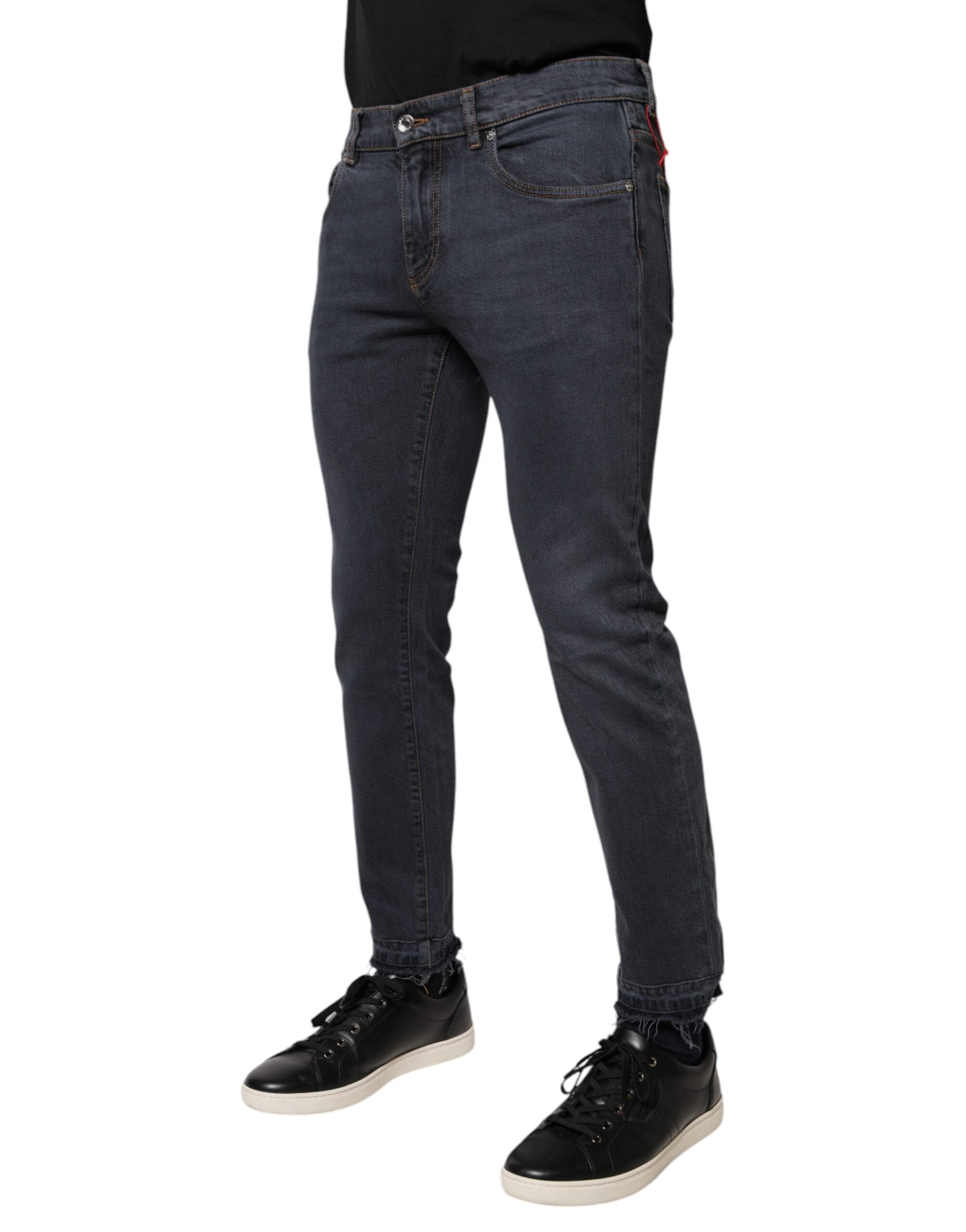 New Dolce & Gabbana Dark Gray Cotton Skinny Denim Jeans