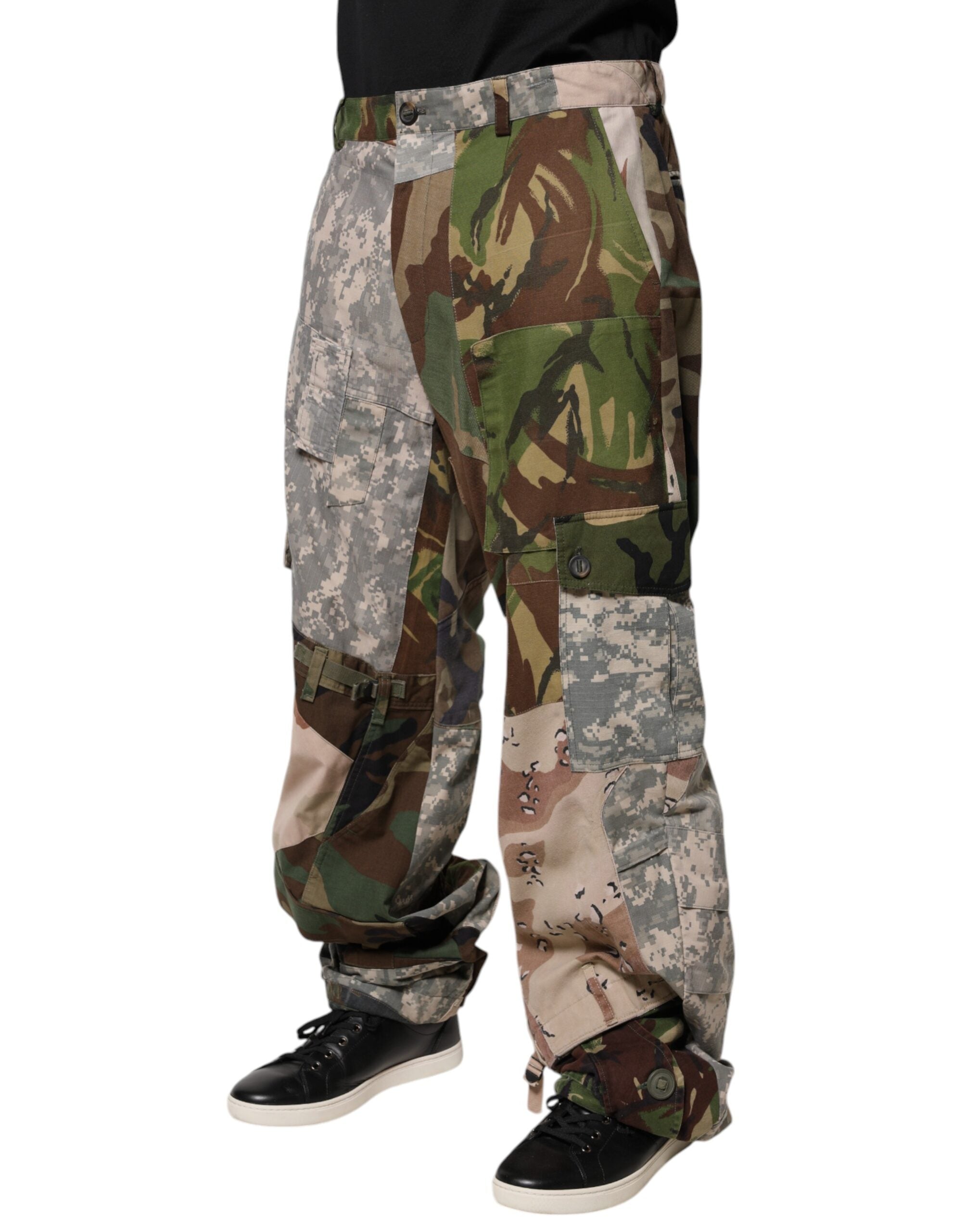 New Dolce & Gabbana Multicolor Patchwork Camouflage Cargo Pants