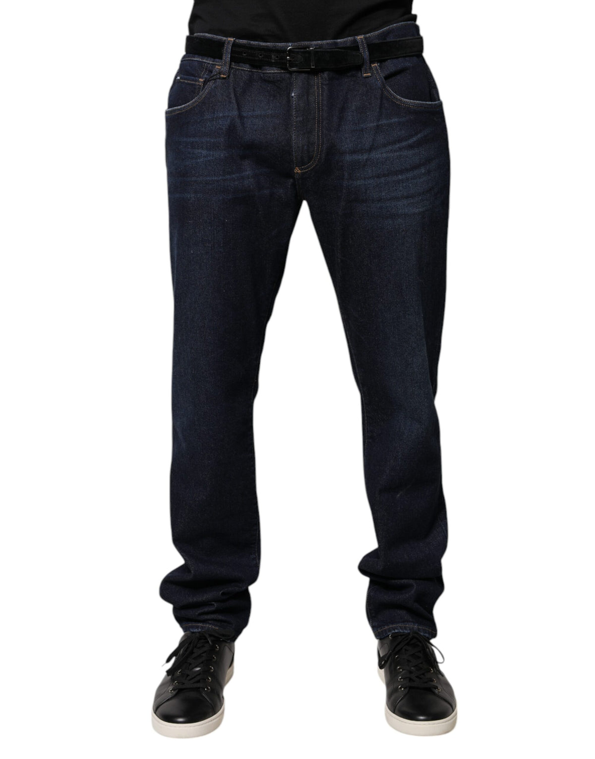 New Dolce & Gabbana Dark Blue Cotton Skinny Denim Jeans