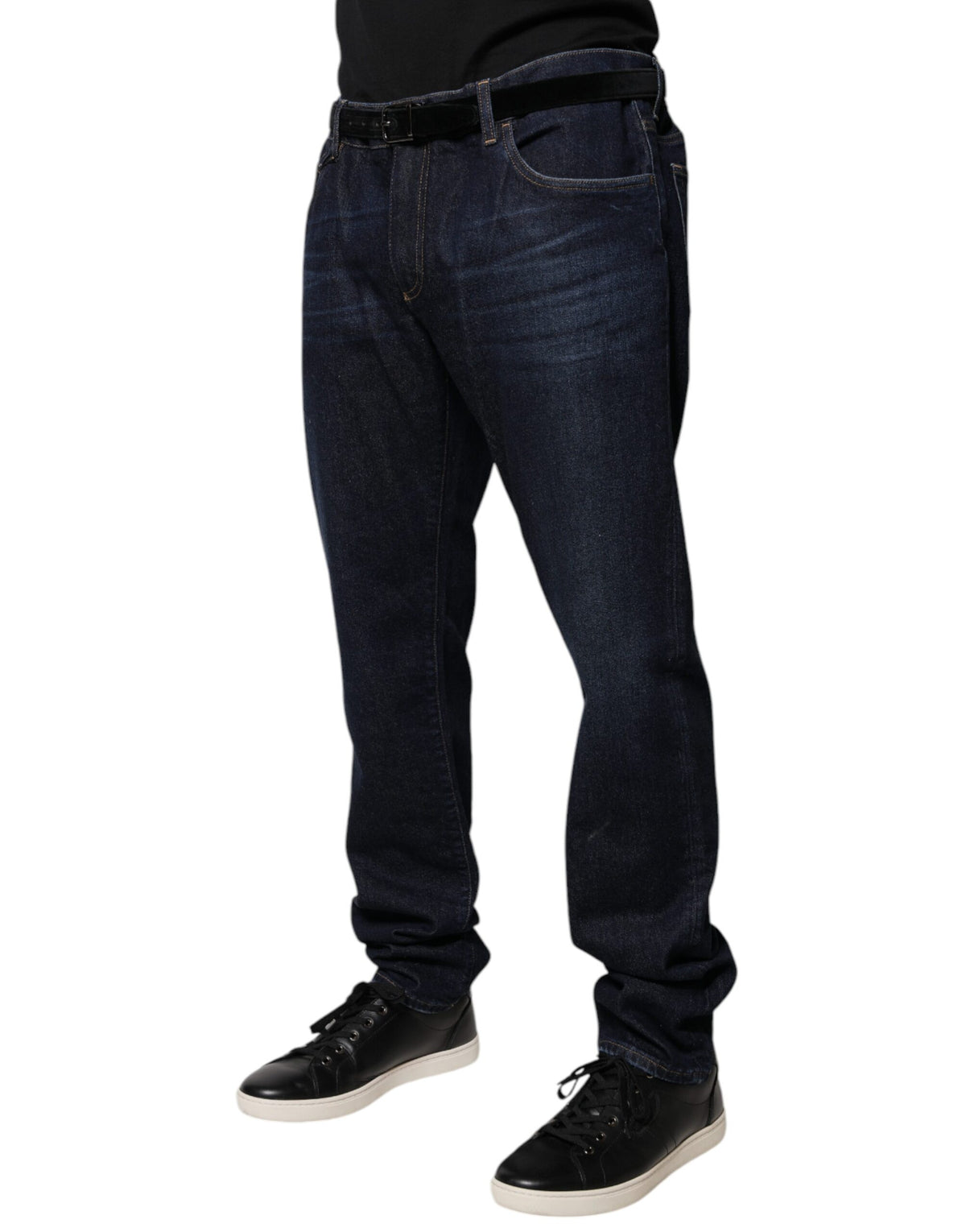 New Dolce & Gabbana Dark Blue Cotton Skinny Denim Jeans