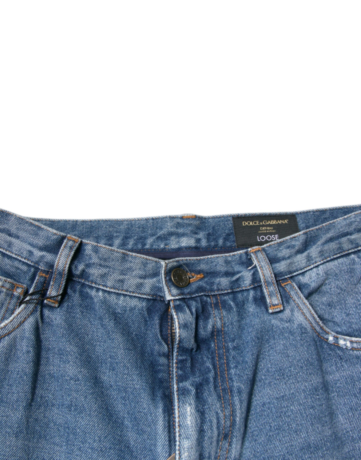 New Dolce & Gabbana Blue Cotton Logo Men Loose Denim Jeans