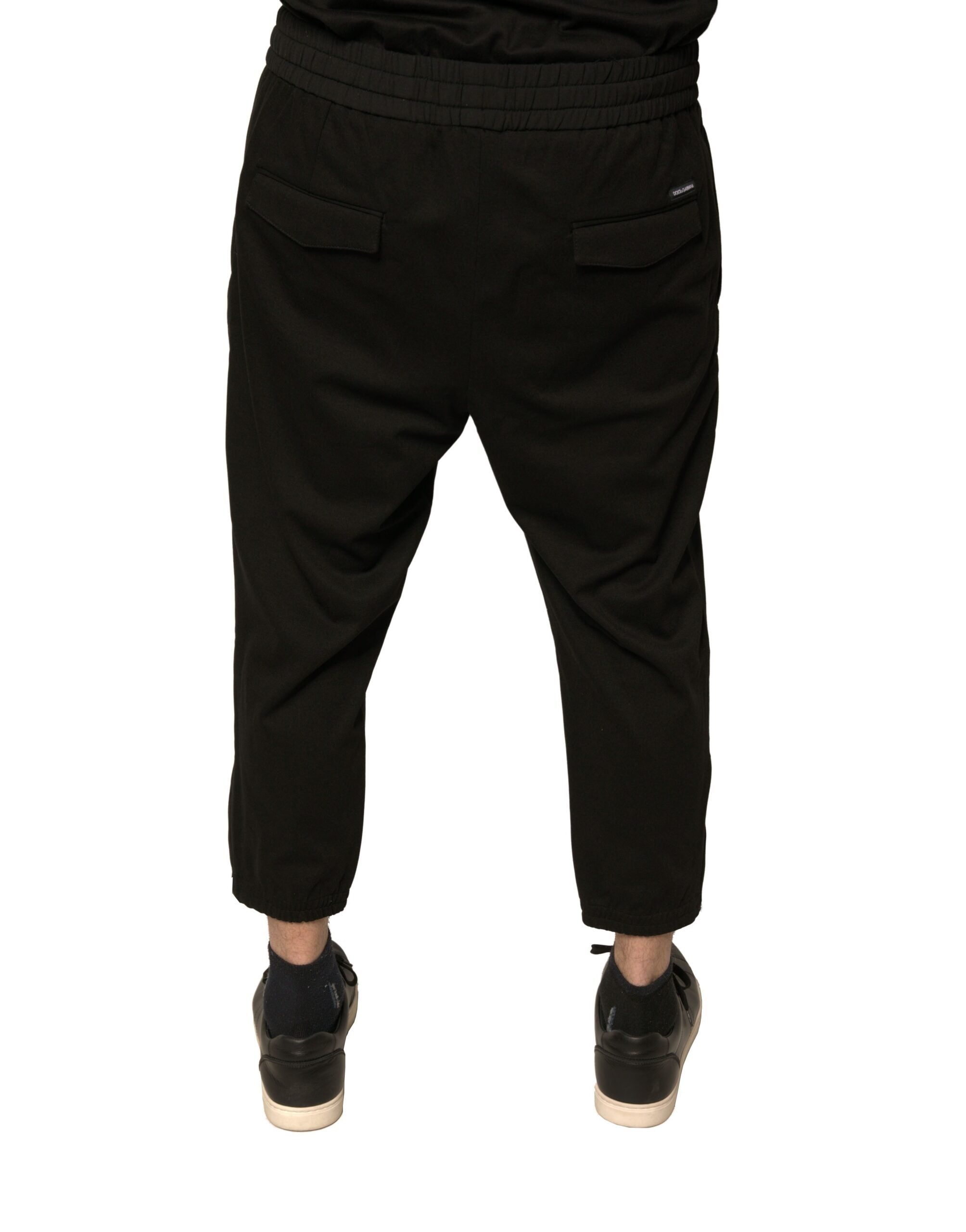 New Dolce & Gabbana Black Wool Jogger Jogging Pants