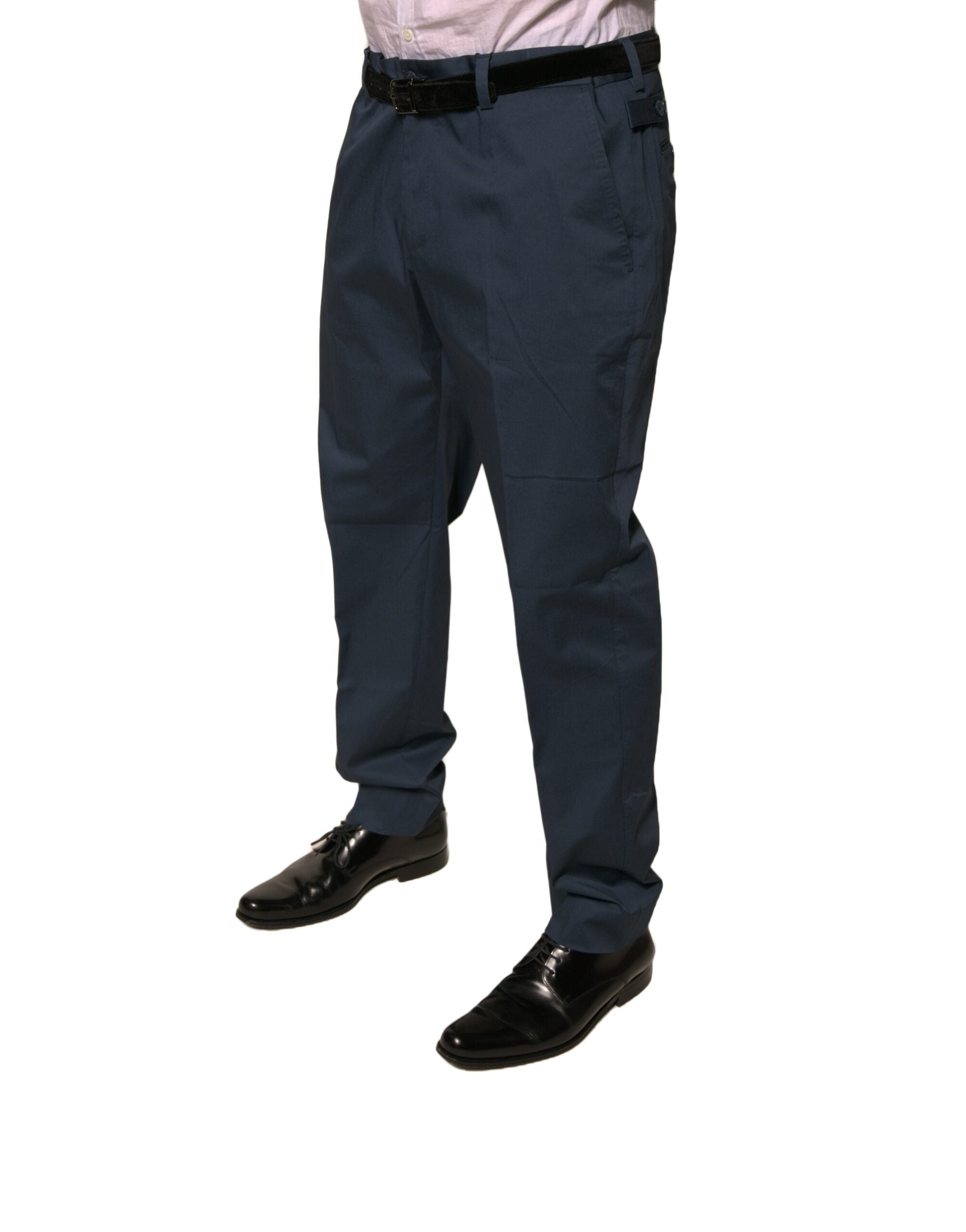 New Dolce & Gabbana Dark Blue Cotton Stretch Skinny Men Dress Pants