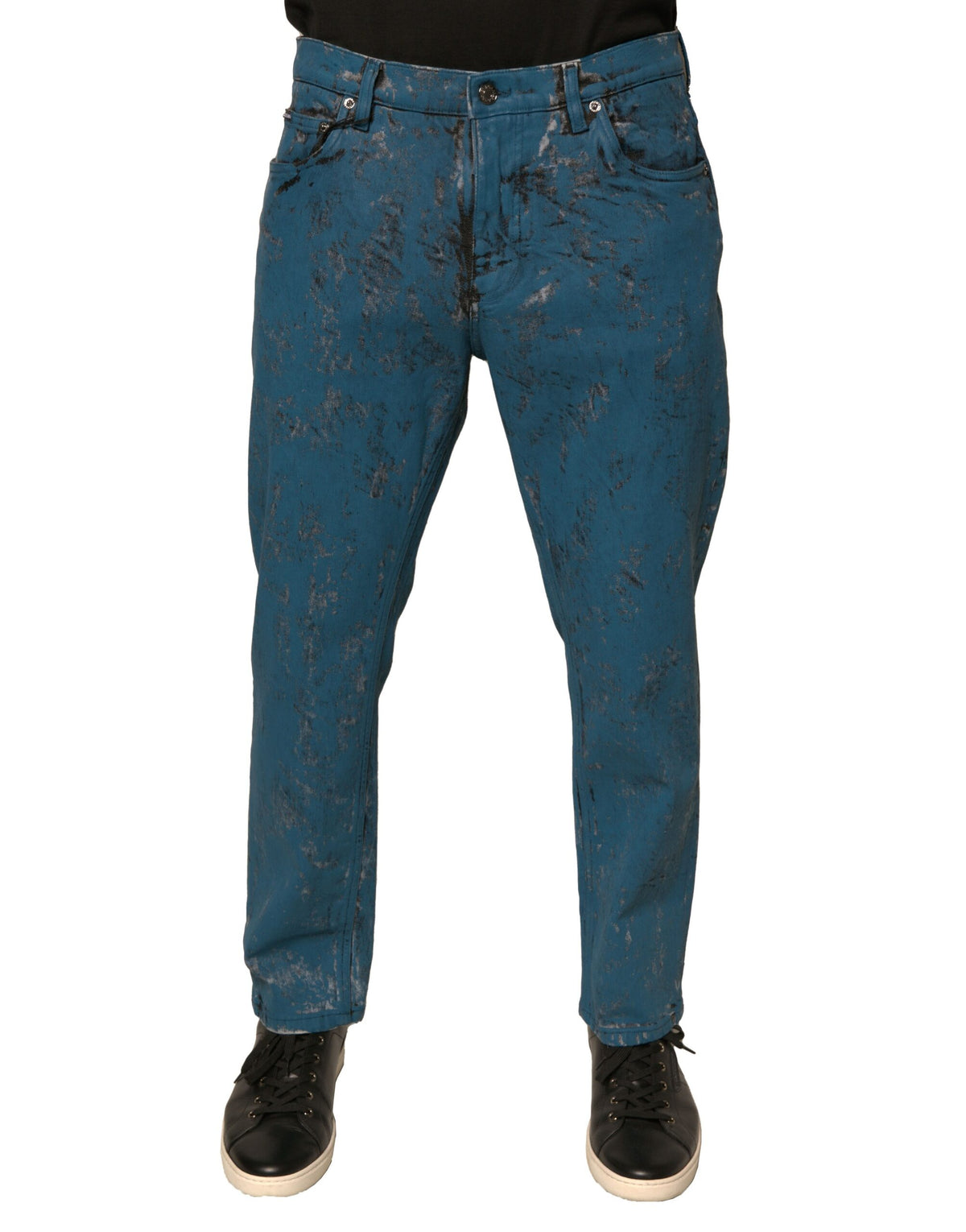 New Dolce & Gabbana Blue Logo Cotton Stretch Skinny Denim Jeans