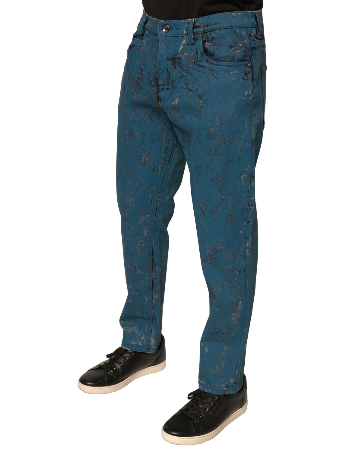 New Dolce & Gabbana Blue Logo Cotton Stretch Skinny Denim Jeans