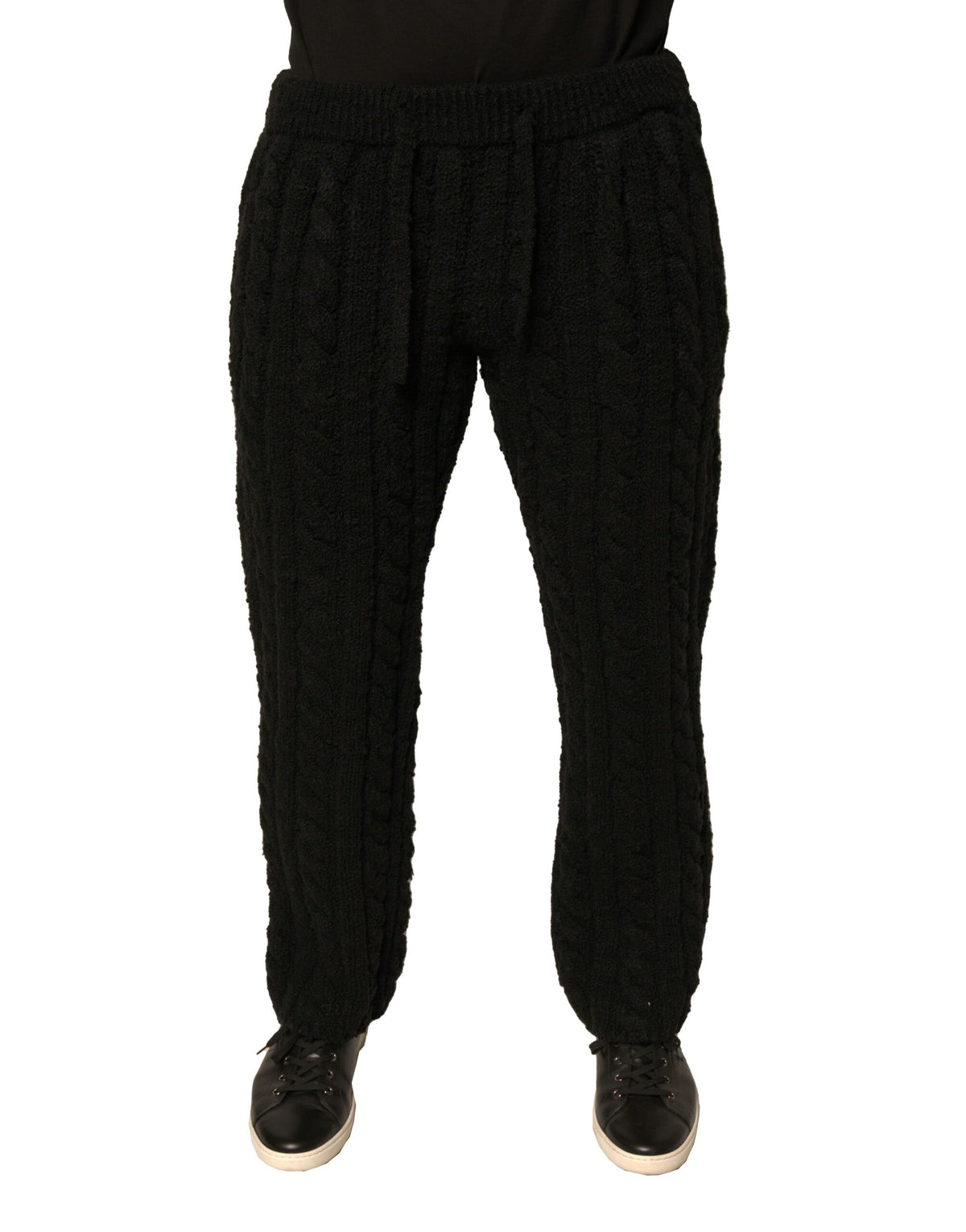New Dolce & Gabbana Black Wool Knitted Skinny Pants