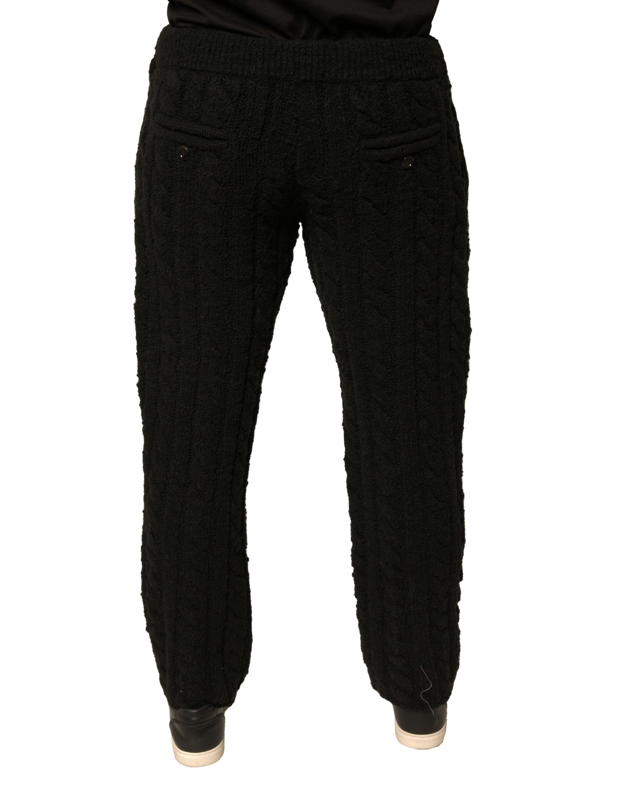 New Dolce & Gabbana Black Wool Knitted Skinny Pants