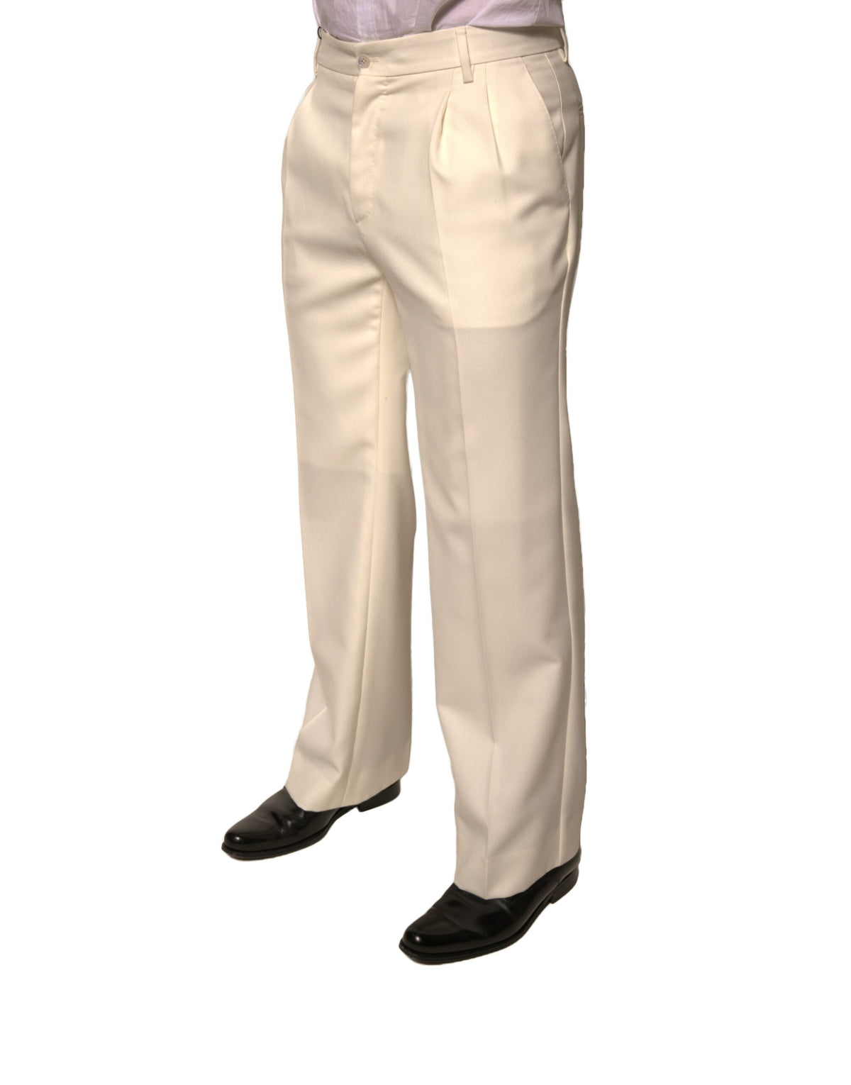 New Dolce & Gabbana Off White Straight Dress Pants