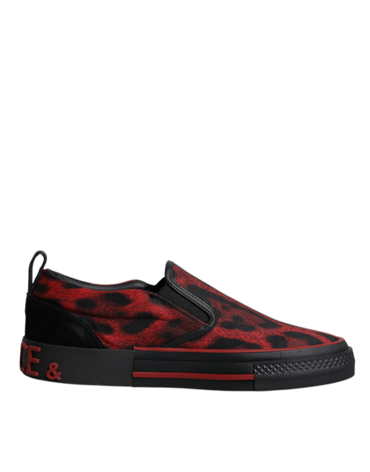 New Dolce & Gabbana Red Black Leopard Cotton Men Low Top Sneakers Shoes