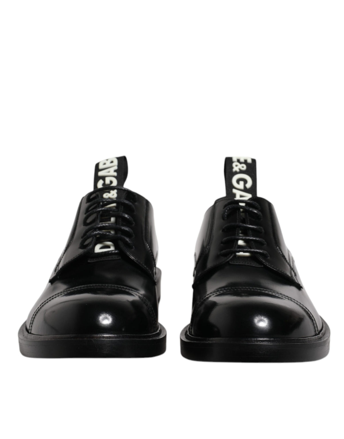New Dolce & Gabbana Black Patent Leather Derby Lace Up Formal Dress Shoes