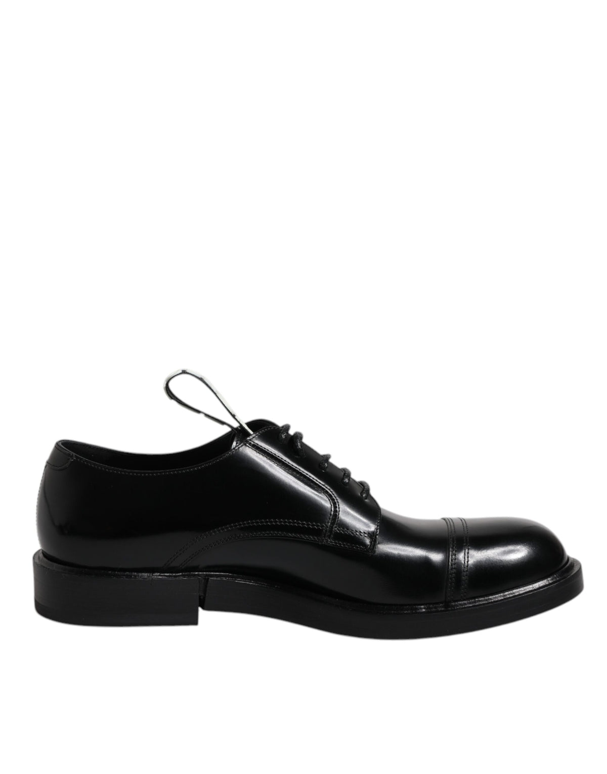 New Dolce & Gabbana Black Patent Leather Derby Lace Up Formal Dress Shoes
