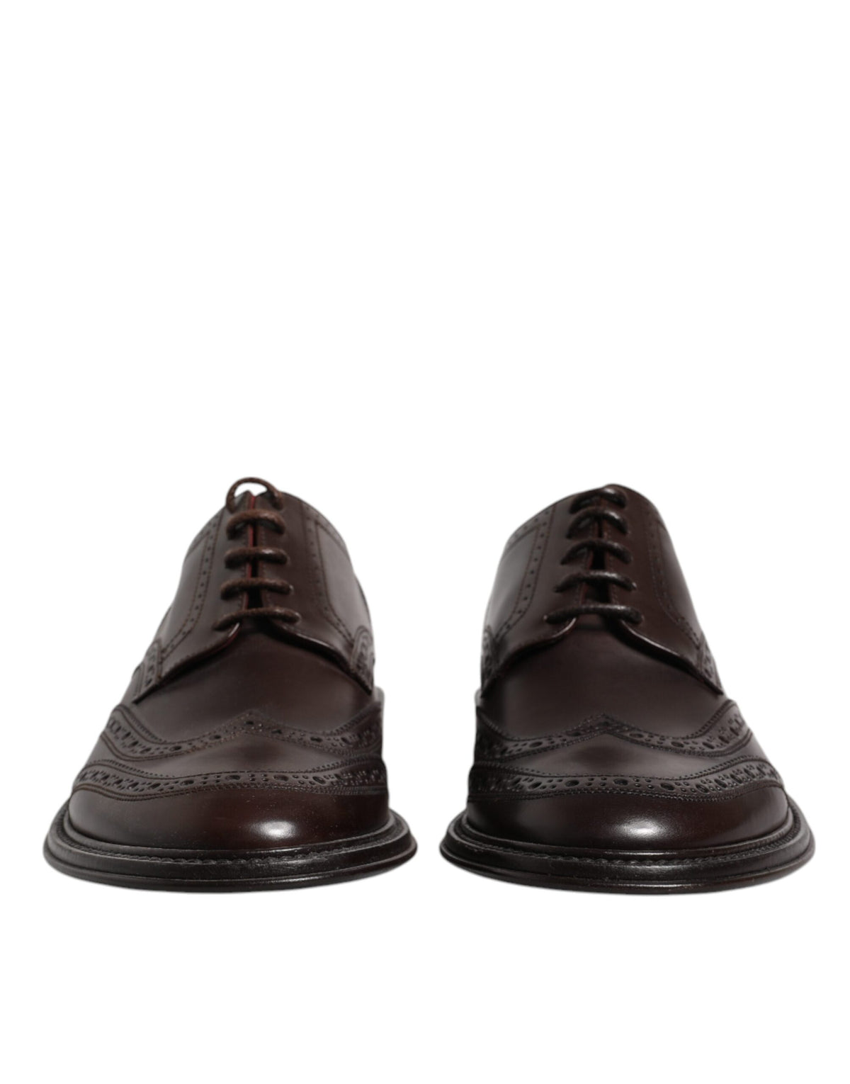 New Dolce & Gabbana Brown Leather Derby Wingtip Lace Up Formal Dress Shoes