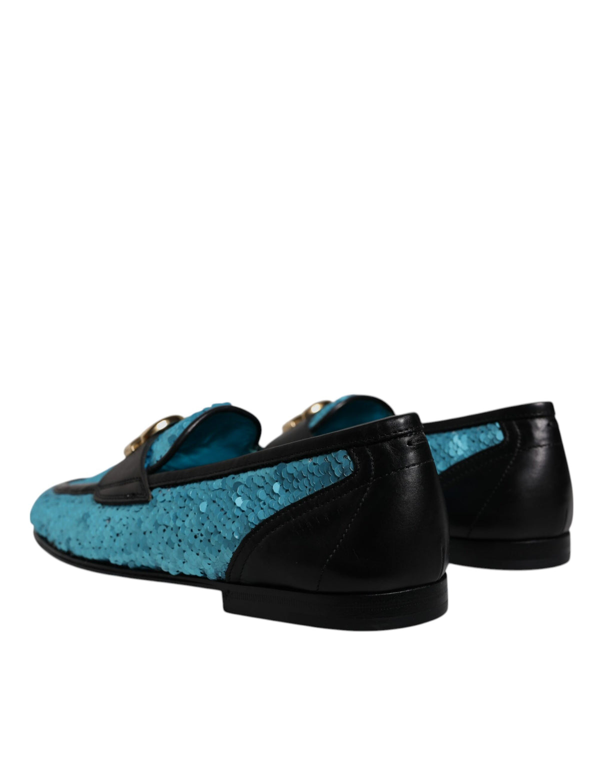 New Dolce & Gabbana Blue Sequined Loafers Formal Dress Shoes