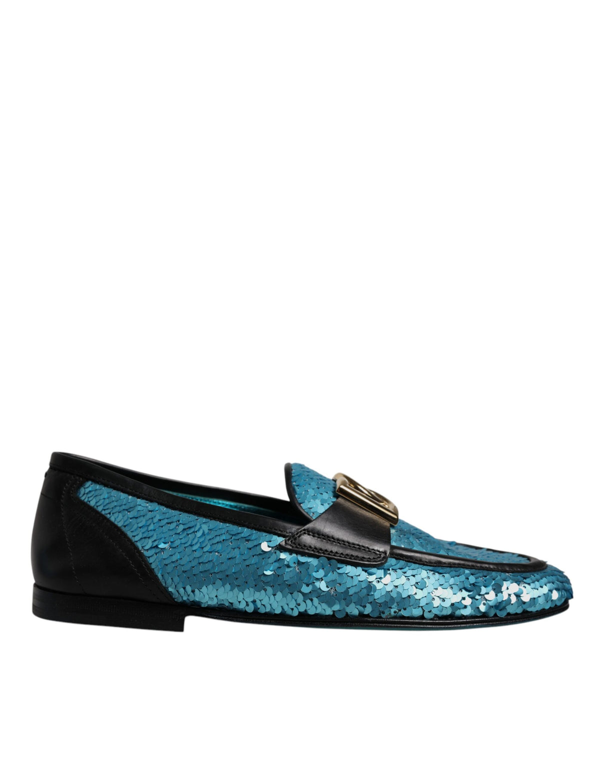 New Dolce & Gabbana Blue Sequined Loafers Formal Dress Shoes
