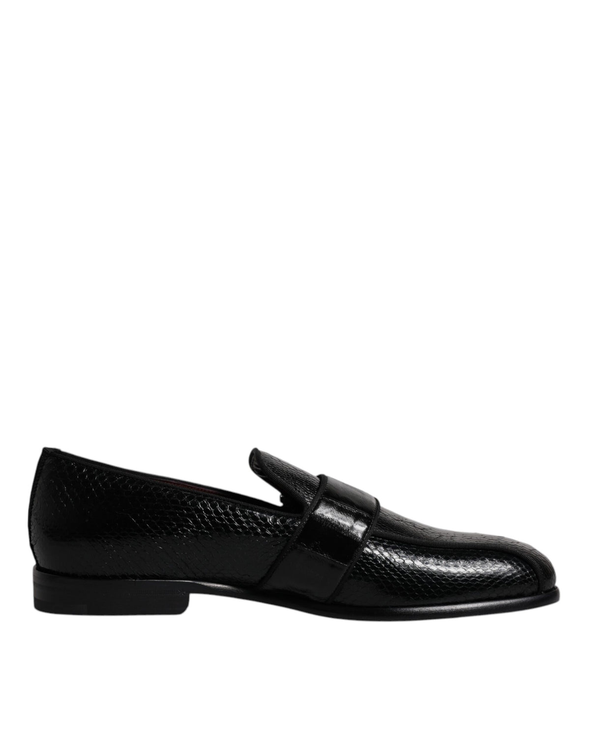 New Dolce & Gabbana Black Exotic Leather DG Logo Loafers Formal Dress Shoes
