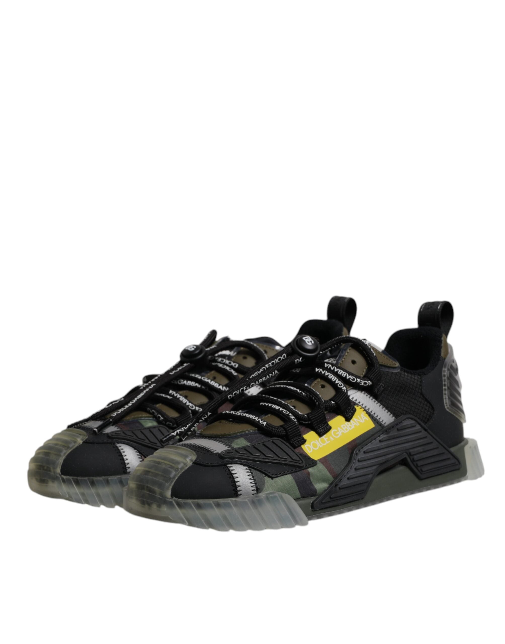 Pre-Owned Dolce & Gabbana Black Green Camo NS1 Low Top Sneakers Shoes