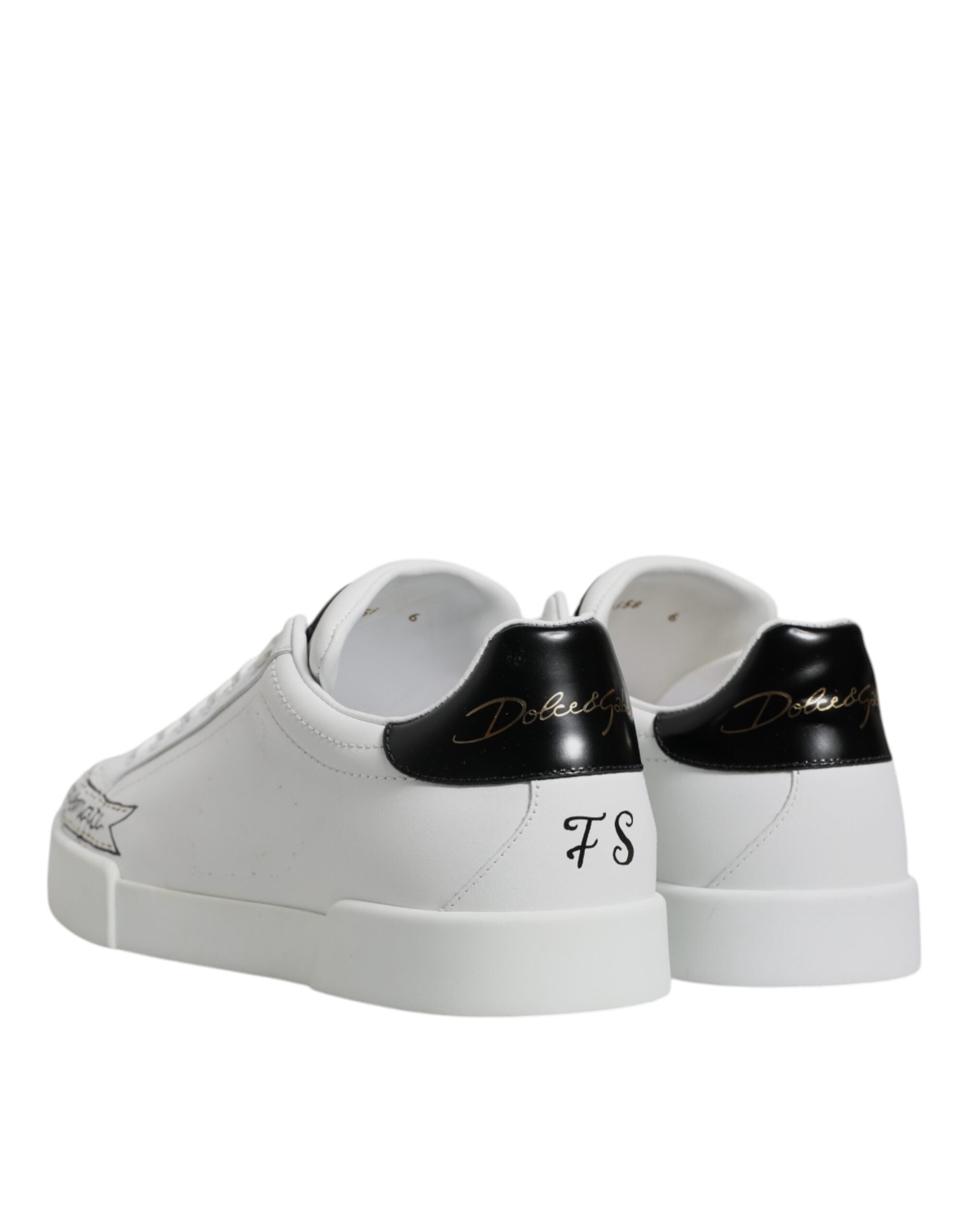 Pre-Owned Dolce & Gabbana White Leather Low Top Lace Up Sneakers Shoes