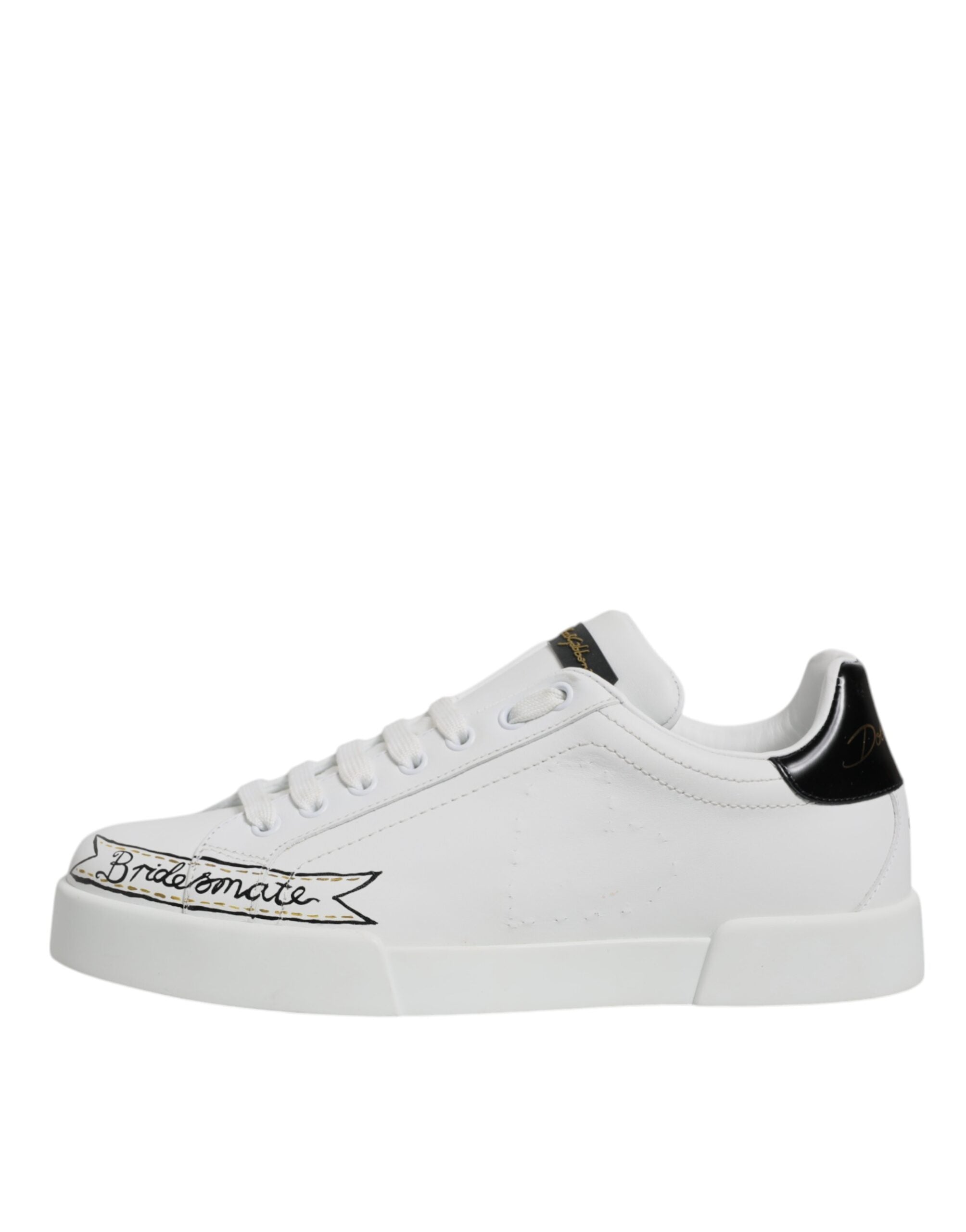 Pre-Owned Dolce & Gabbana White Leather Low Top Lace Up Sneakers Shoes