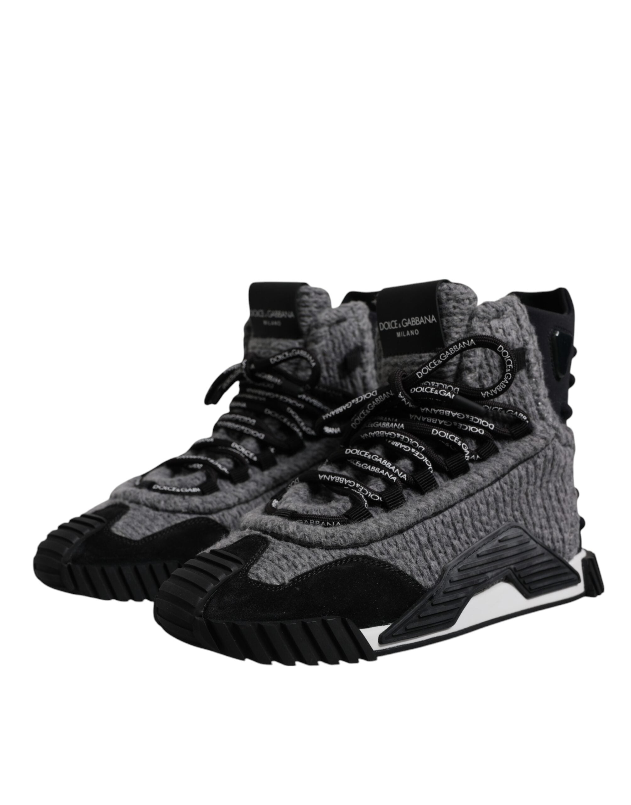 New Dolce & Gabbana Gray Black NS1 High Top Boots Sneakers Shoes