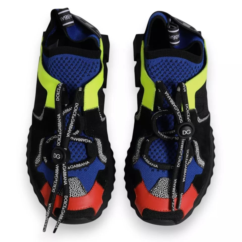 New Dolce & Gabbana Multicolor Mesh Sorrento Trekking Sneakers Shoes