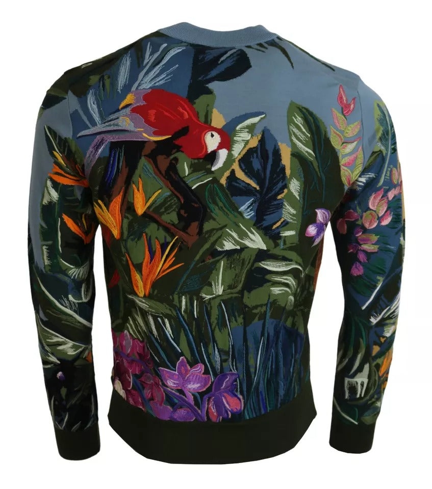 New Dolce & Gabbana Jungle Wool Silk Pullover Logo Sweater
