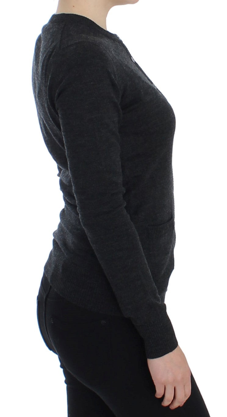 Dolce & Gabbana Gray Wool Button Cardigan Sweater - PreLoved & Luxe
