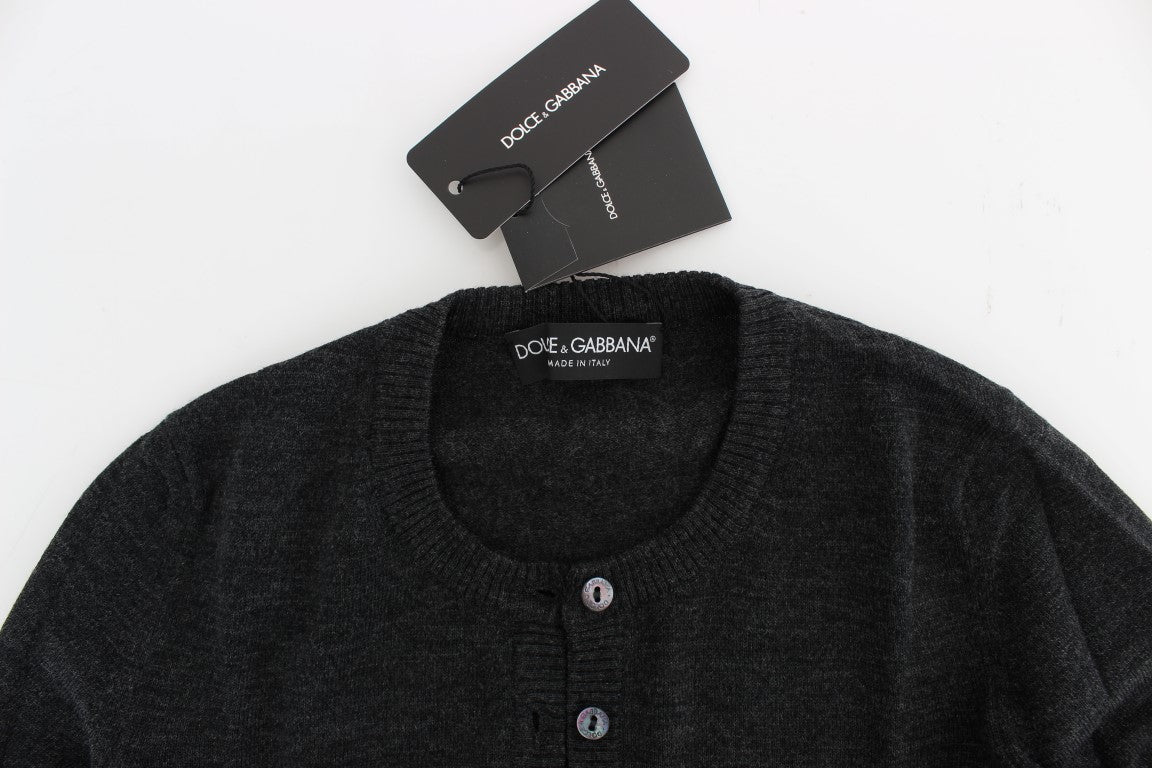Dolce & Gabbana Gray Wool Button Cardigan Sweater - PreLoved & Luxe