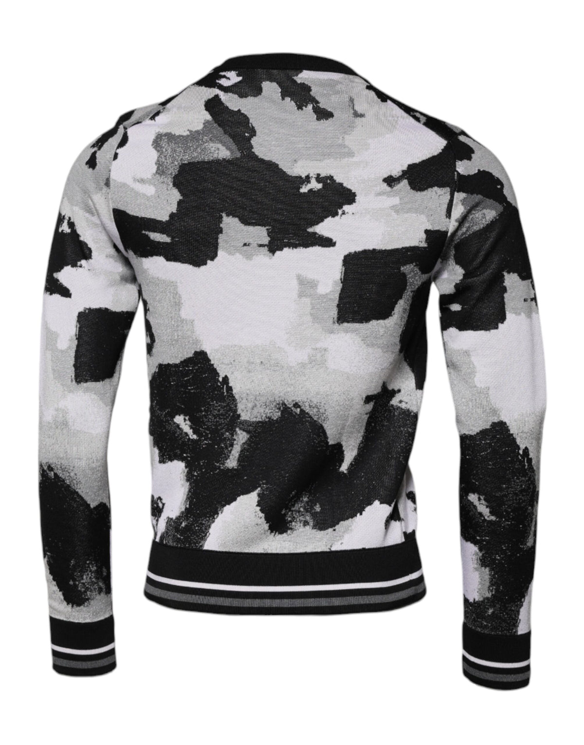 New Dolce & Gabbana Multicolor Camouflage Crew Neck Men Pullover Sweater