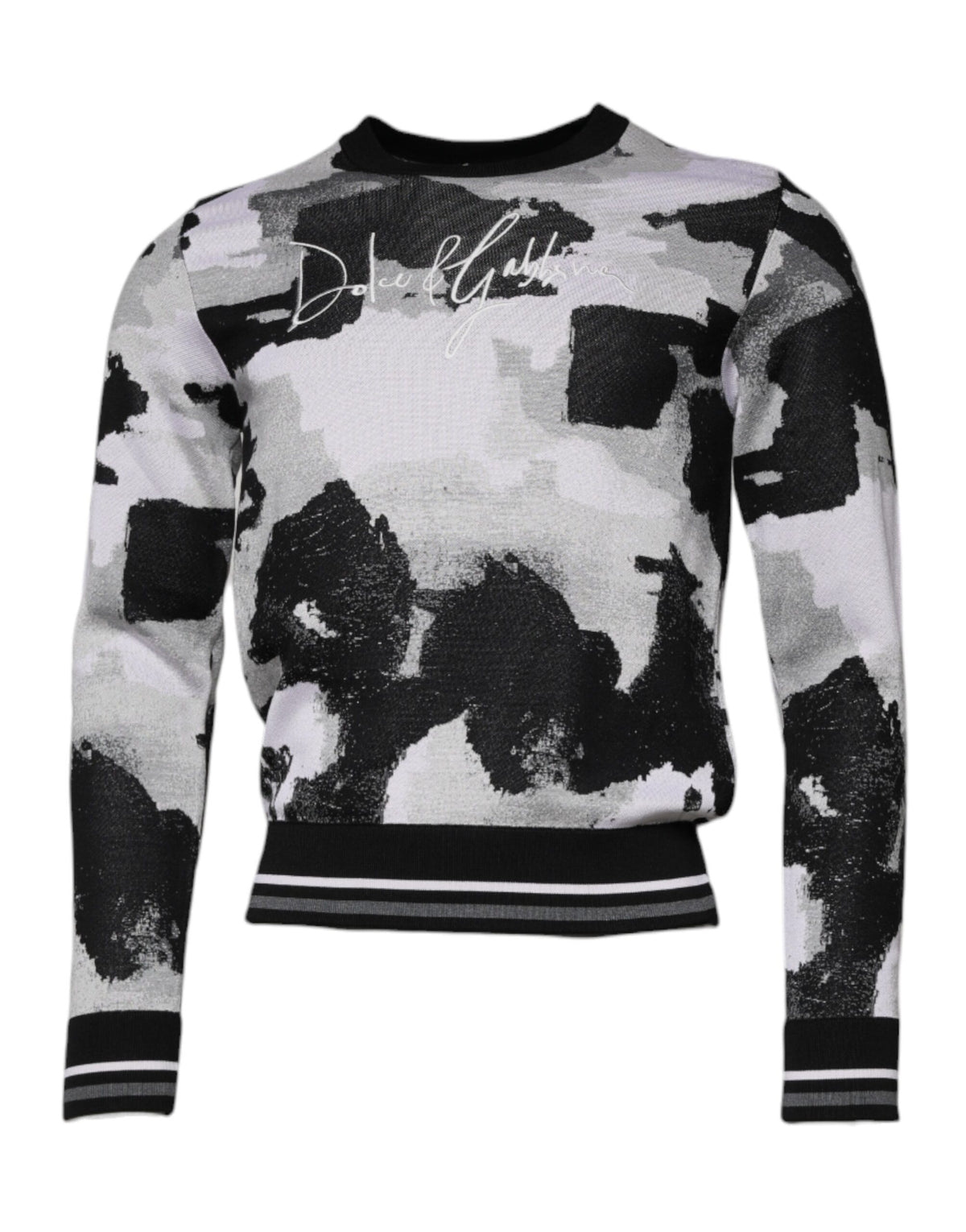 New Dolce & Gabbana Multicolor Camouflage Crew Neck Men Pullover Sweater