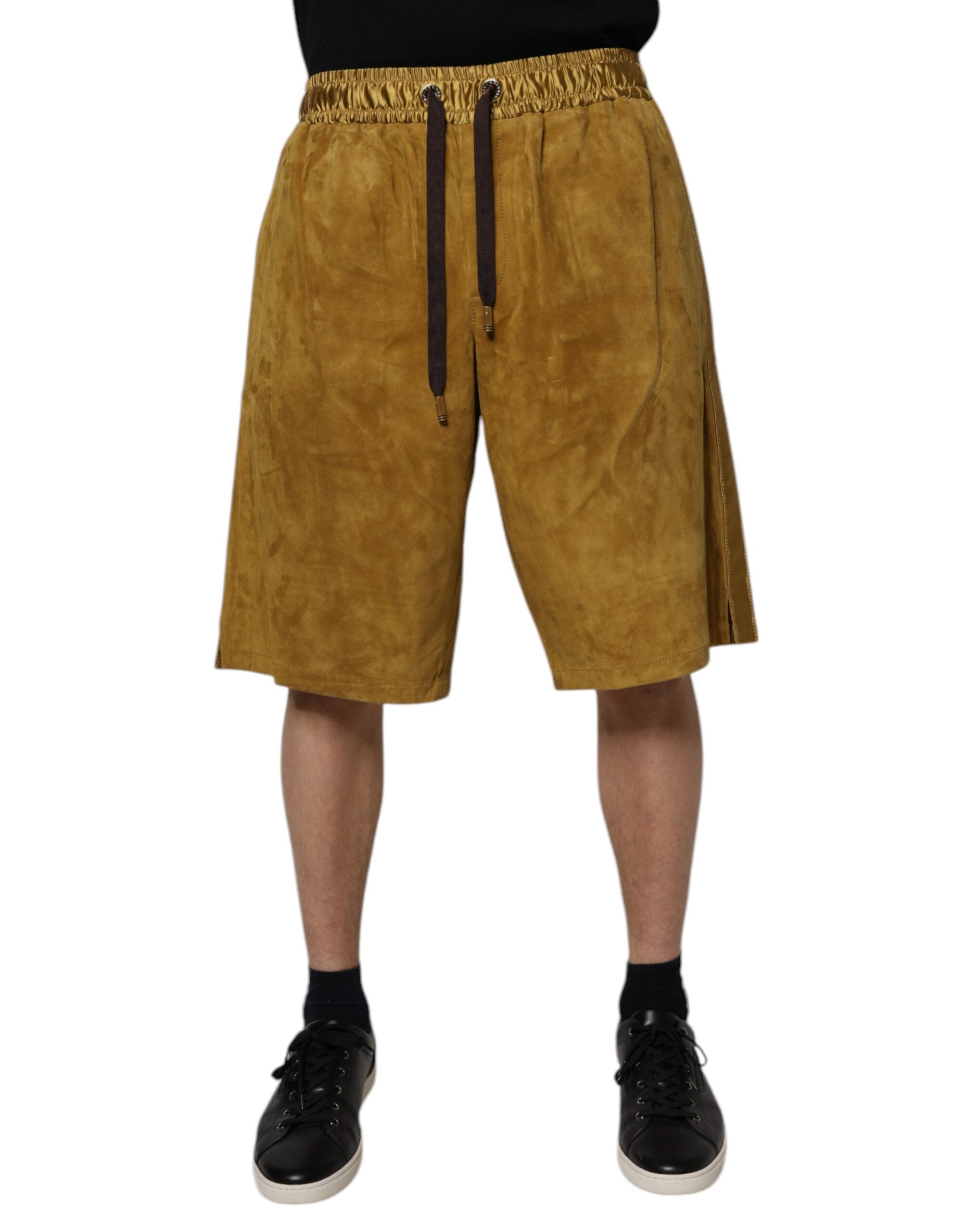 Dolce & Gabbana Brown skin Suede Men Bermuda Shorts