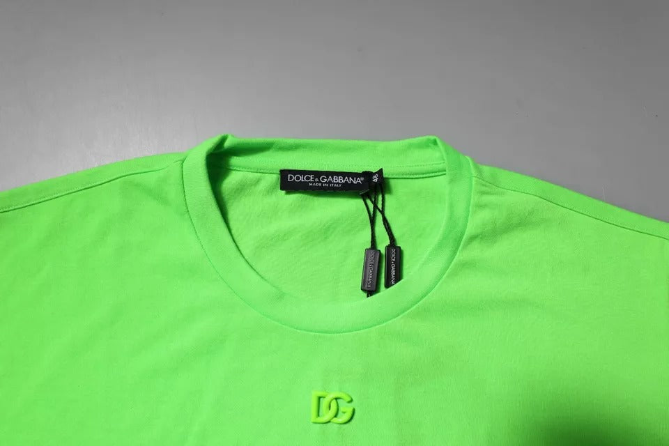 New Dolce & Gabbana Green Logo Crew Neck T-shirt