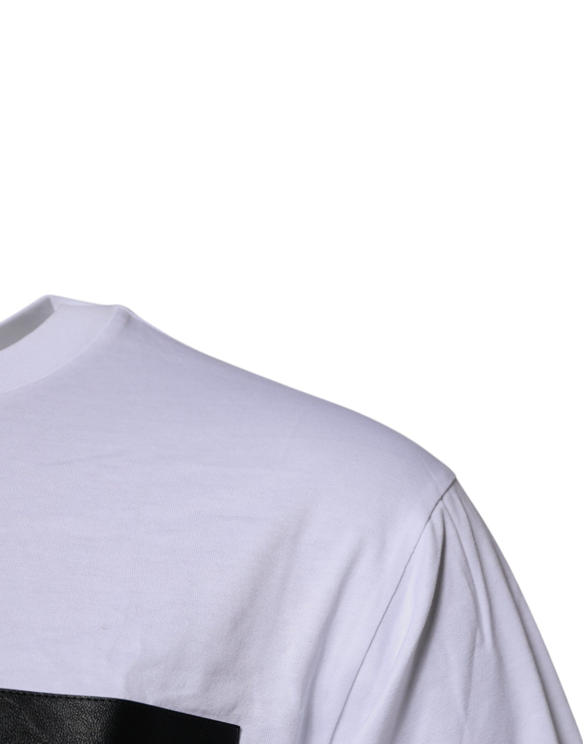 New Dolce & Gabbana White Logo Patch Cotton Crew Neck T-shirt
