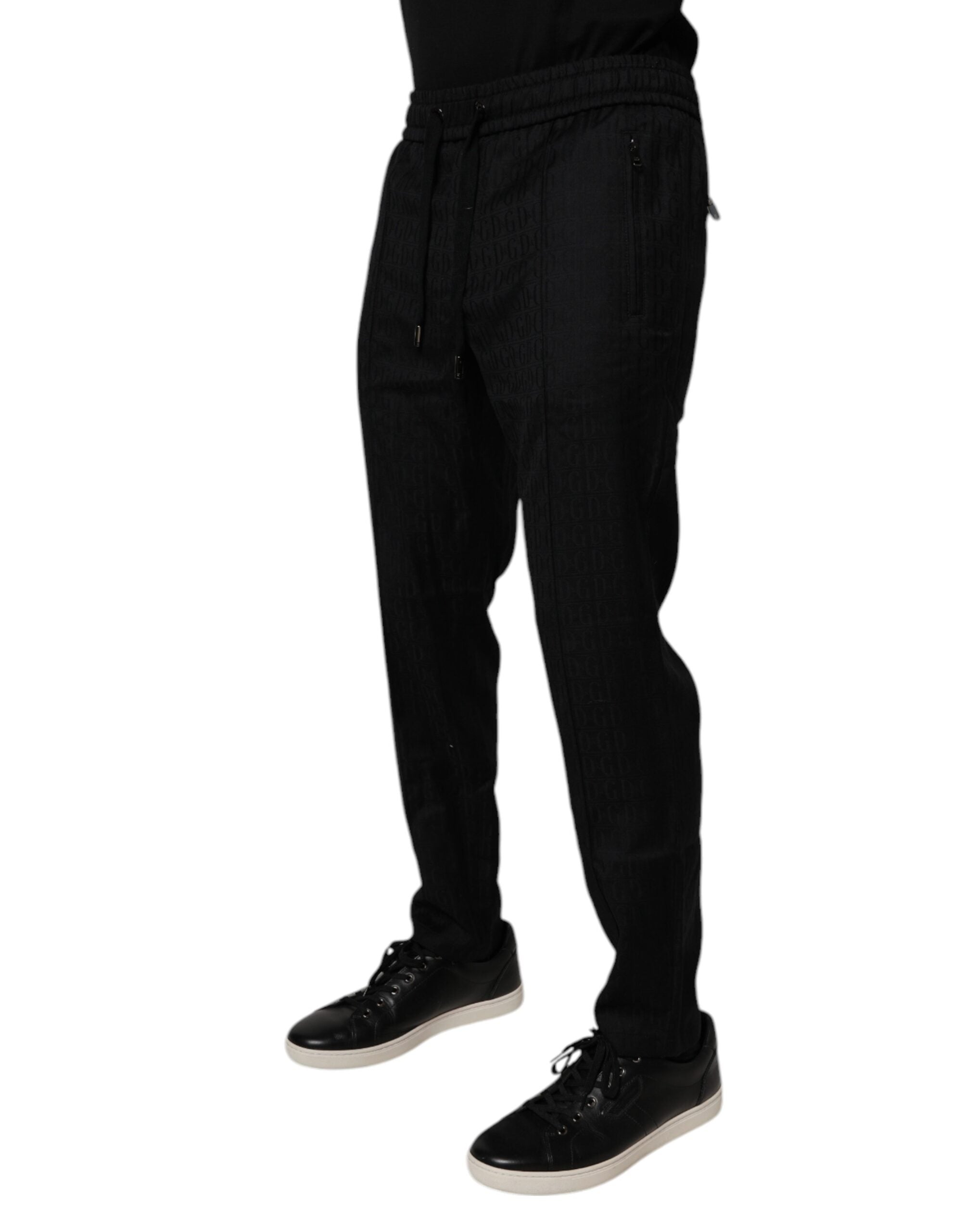 Pre-Owned Dolce & Gabbana Black Wool Jogger Jogging Pants