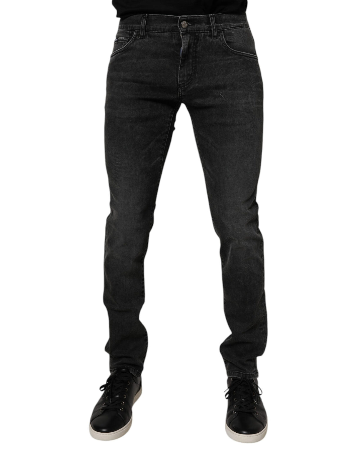 New Dolce & Gabbana Black Cotton Stretch Skinny Men Denim Jeans