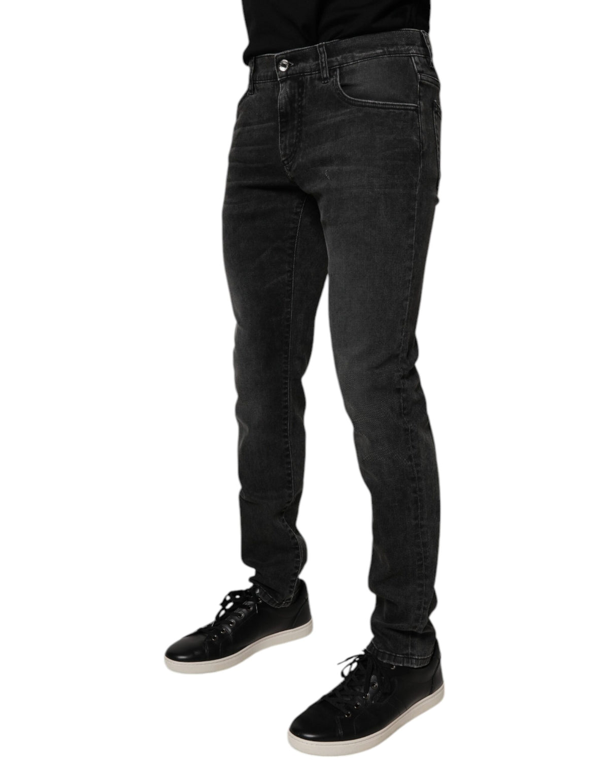 New Dolce & Gabbana Black Cotton Stretch Skinny Men Denim Jeans