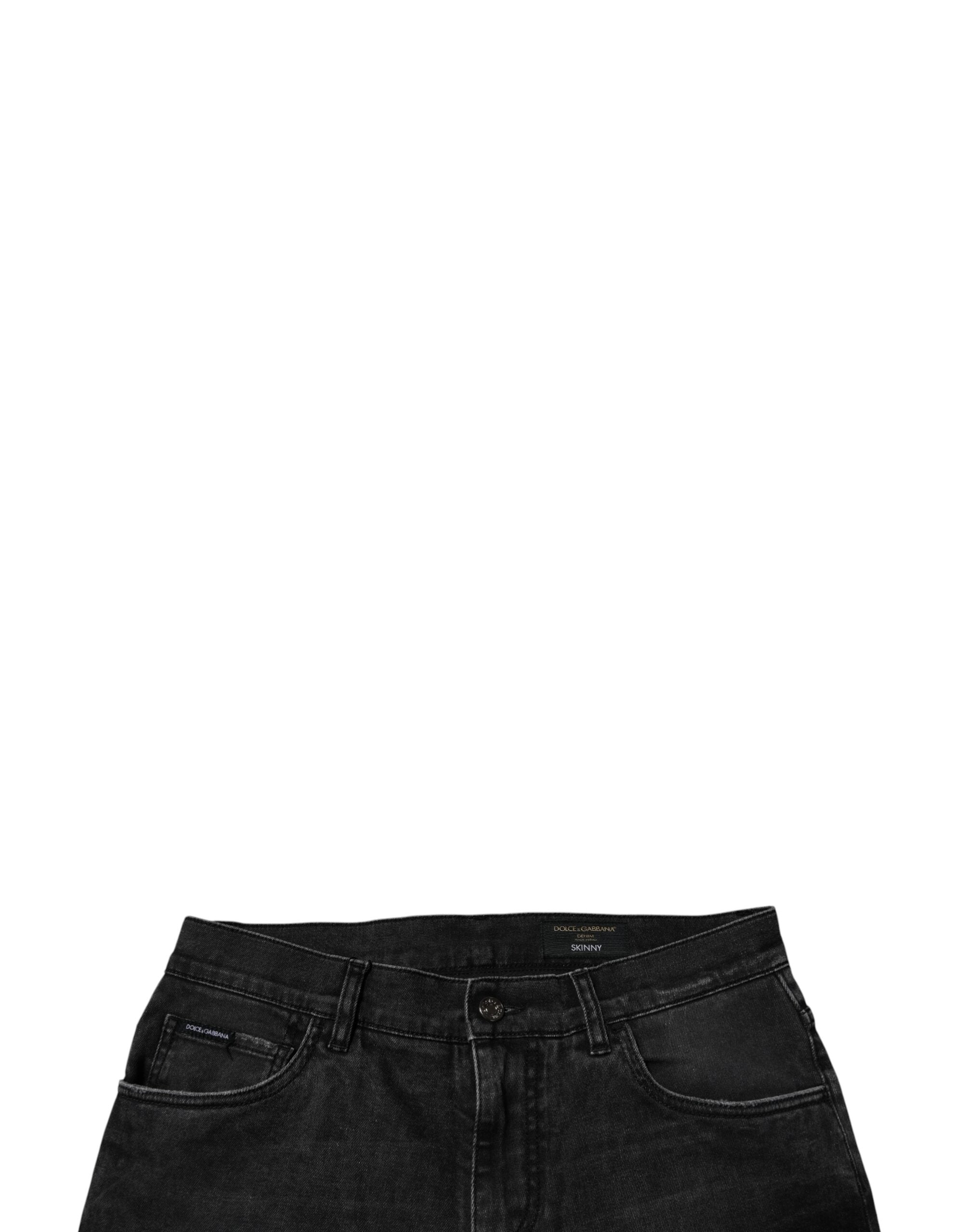 New Dolce & Gabbana Black Cotton Stretch Skinny Men Denim Jeans