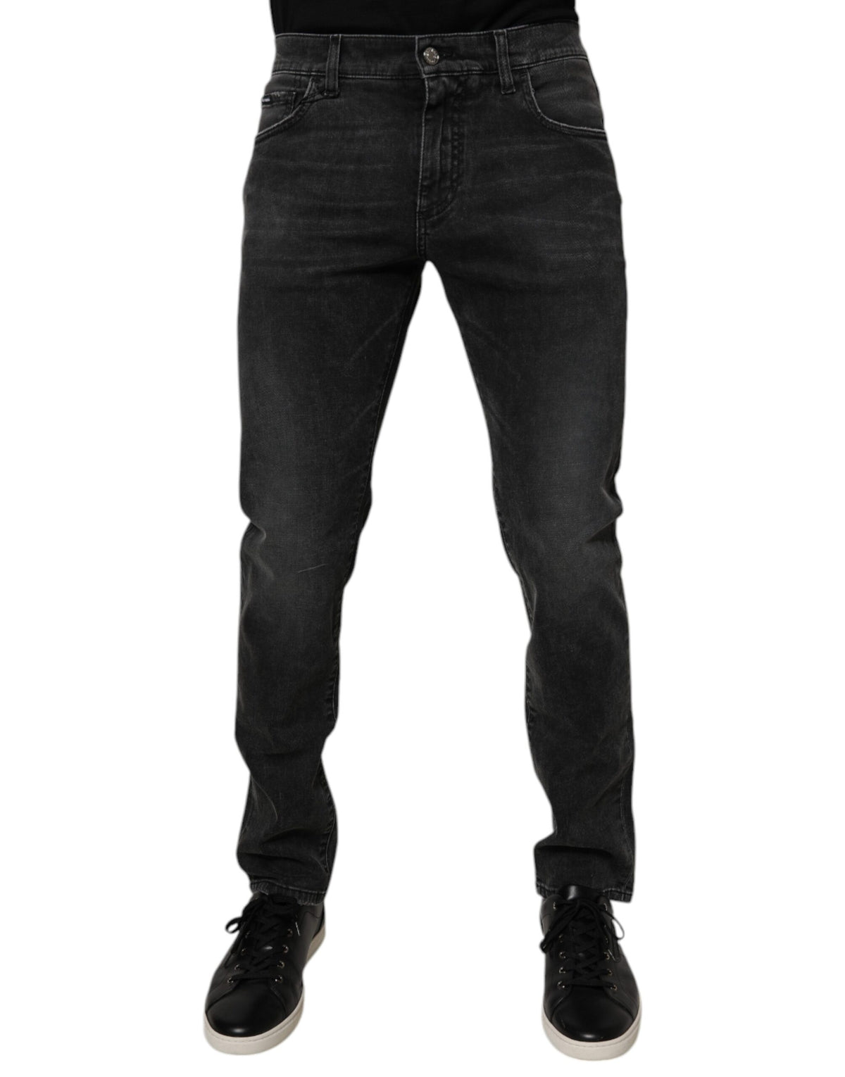 New Dolce & Gabbana Black Cotton Stretch Skinny Men Denim Jeans