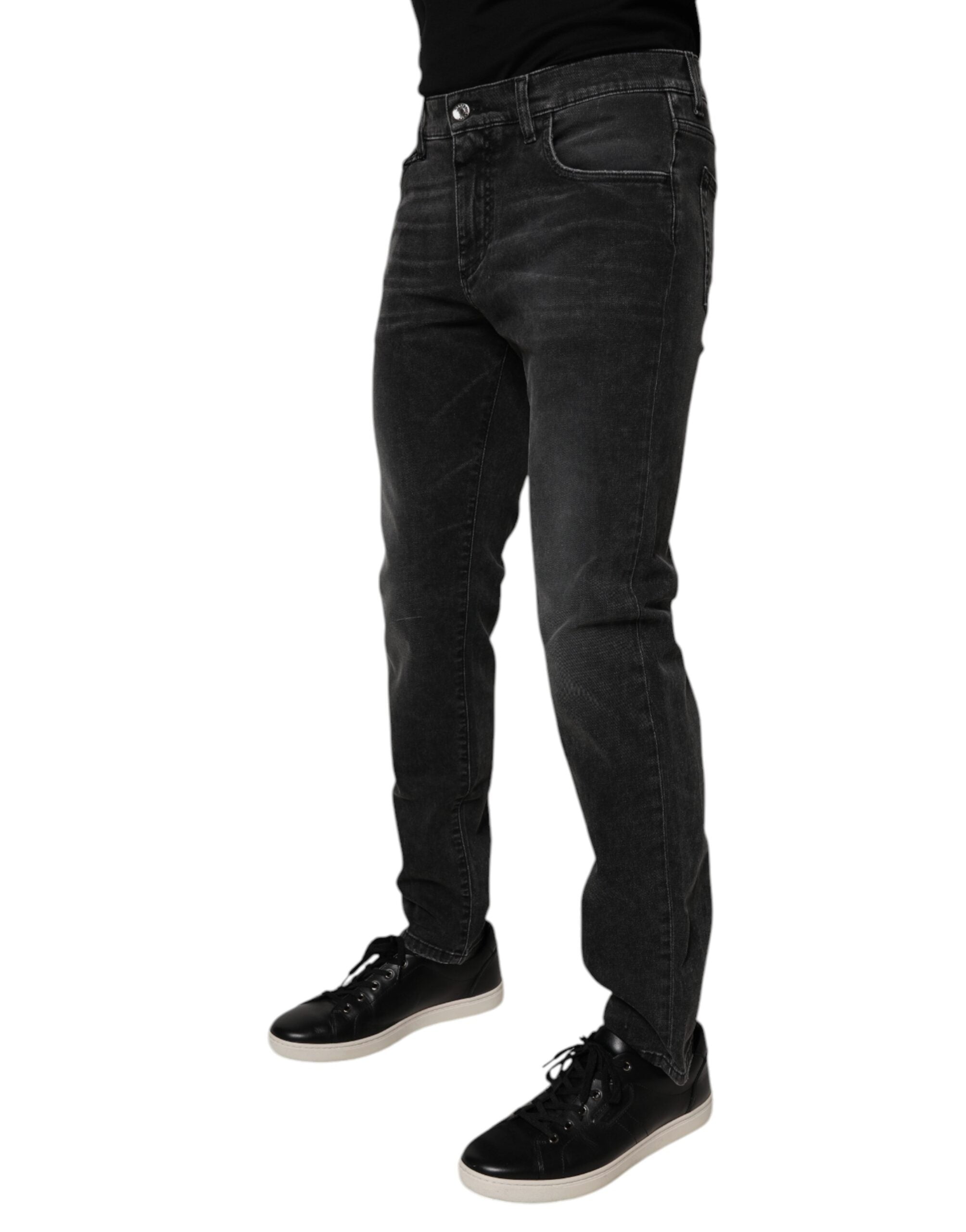 New Dolce & Gabbana Black Cotton Stretch Skinny Men Denim Jeans