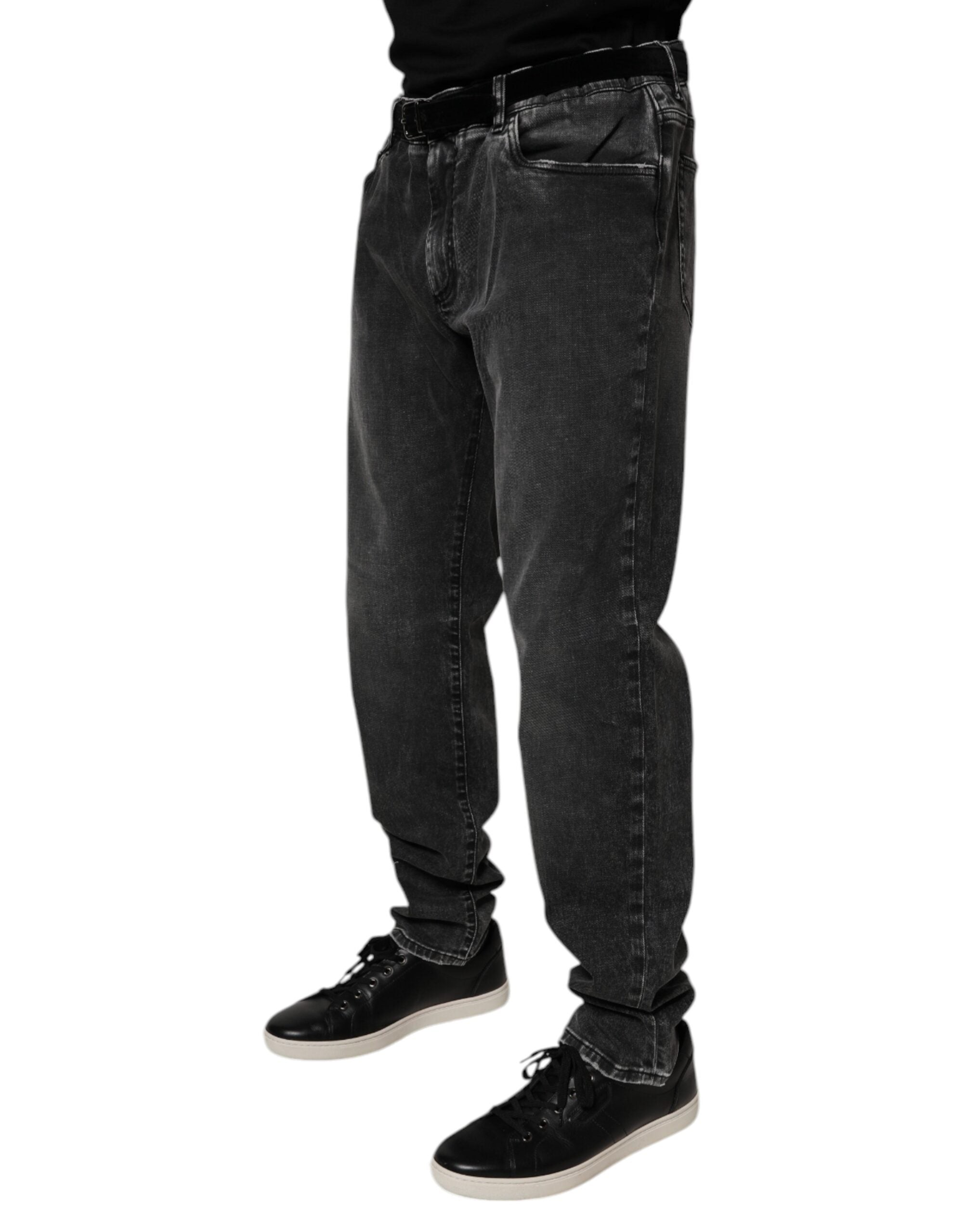 New Dolce & Gabbana Black Cotton Stretch Skinny Men Denim Jeans