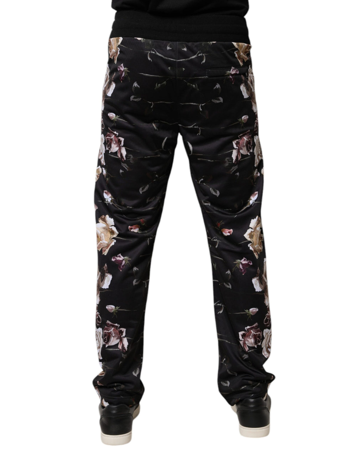 New Dolce & Gabbana Black Floral Jogger Pants