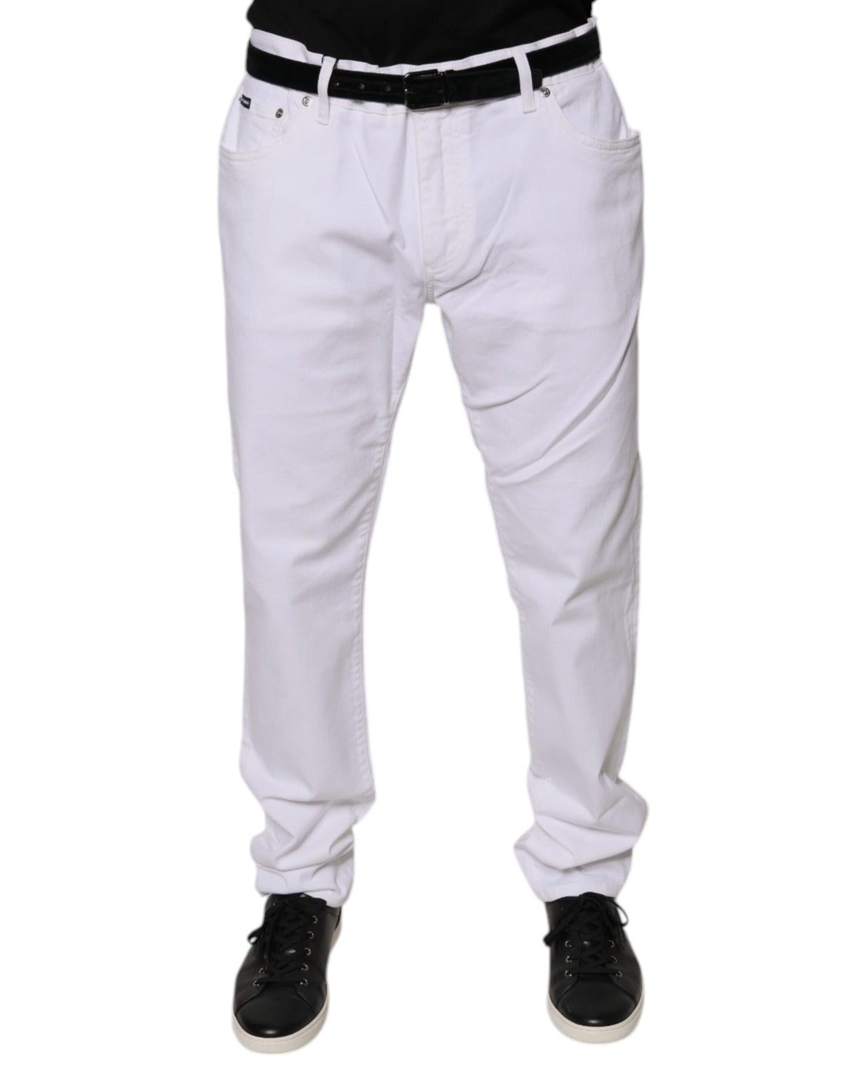 New Dolce & Gabbana White Cotton Stretch Skinny Men Denim Jeans