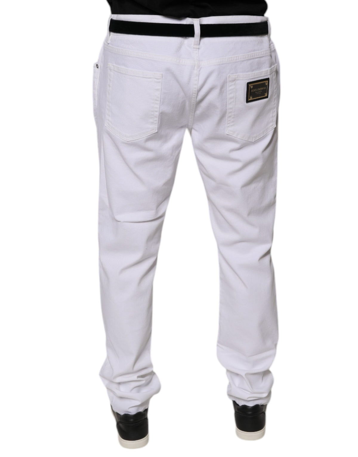 New Dolce & Gabbana White Cotton Stretch Skinny Men Denim Jeans
