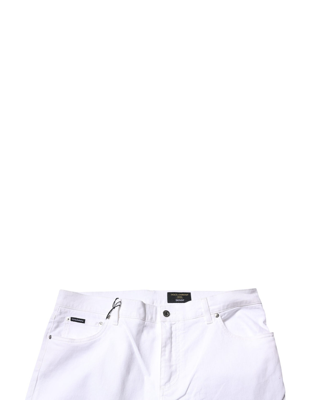 New Dolce & Gabbana White Cotton Stretch Skinny Men Denim Jeans