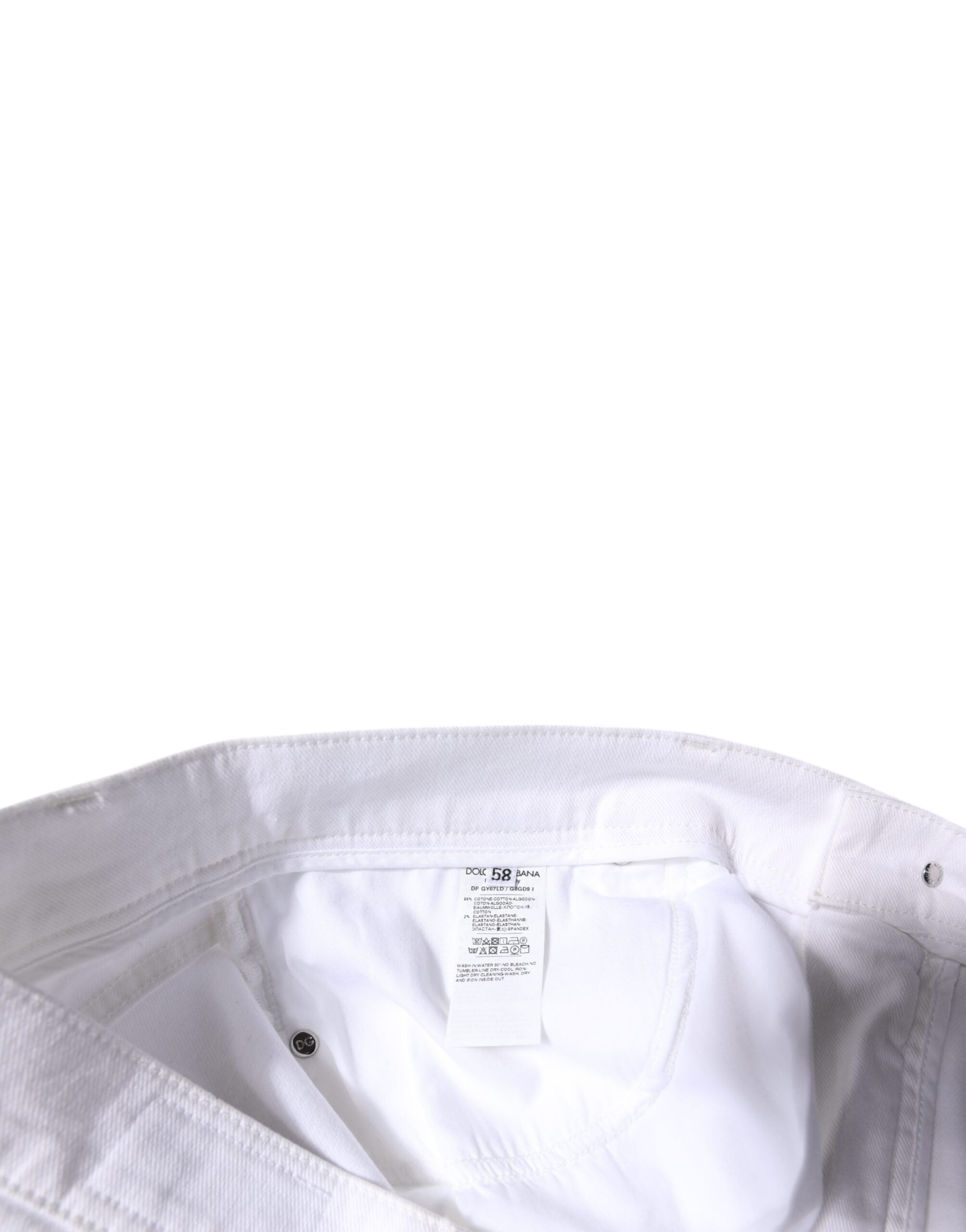 New Dolce & Gabbana White Cotton Stretch Skinny Men Denim Jeans